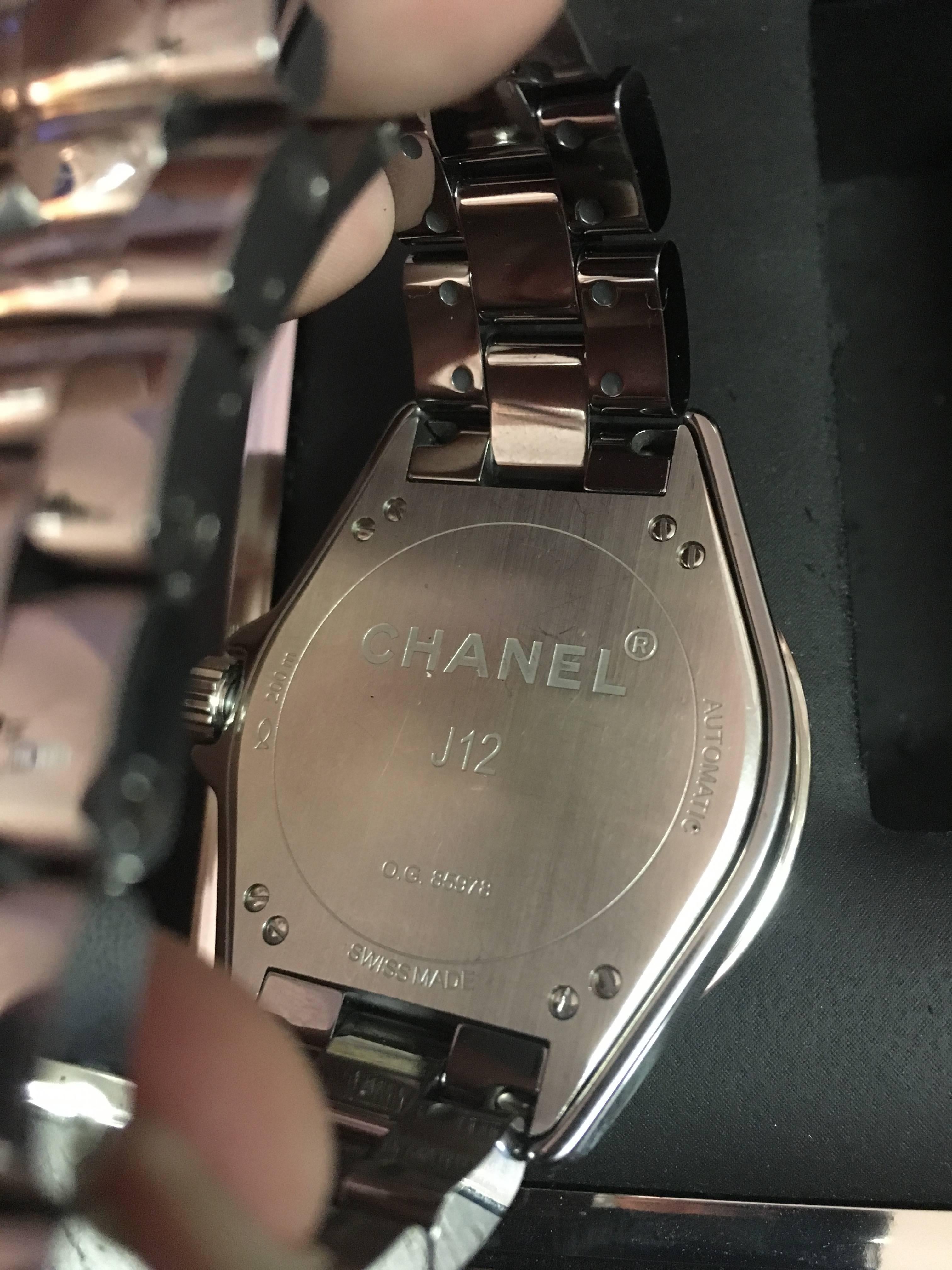 Chanel Gunmetal J12 Unisex Automatic Watch In Excellent Condition In Bridgehampton, NY