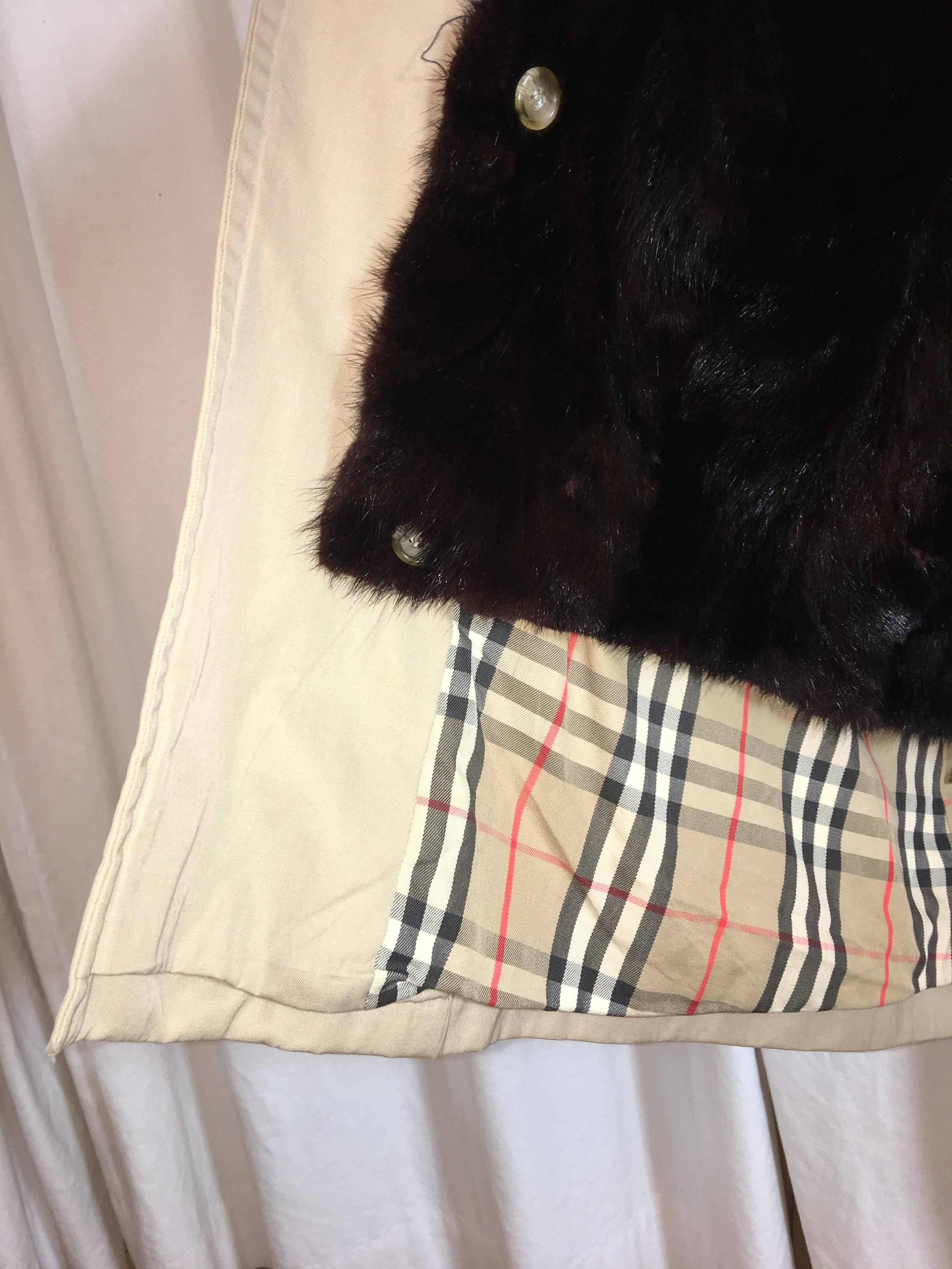 Brown Burberry Double Breasted Trench with Fur Lining