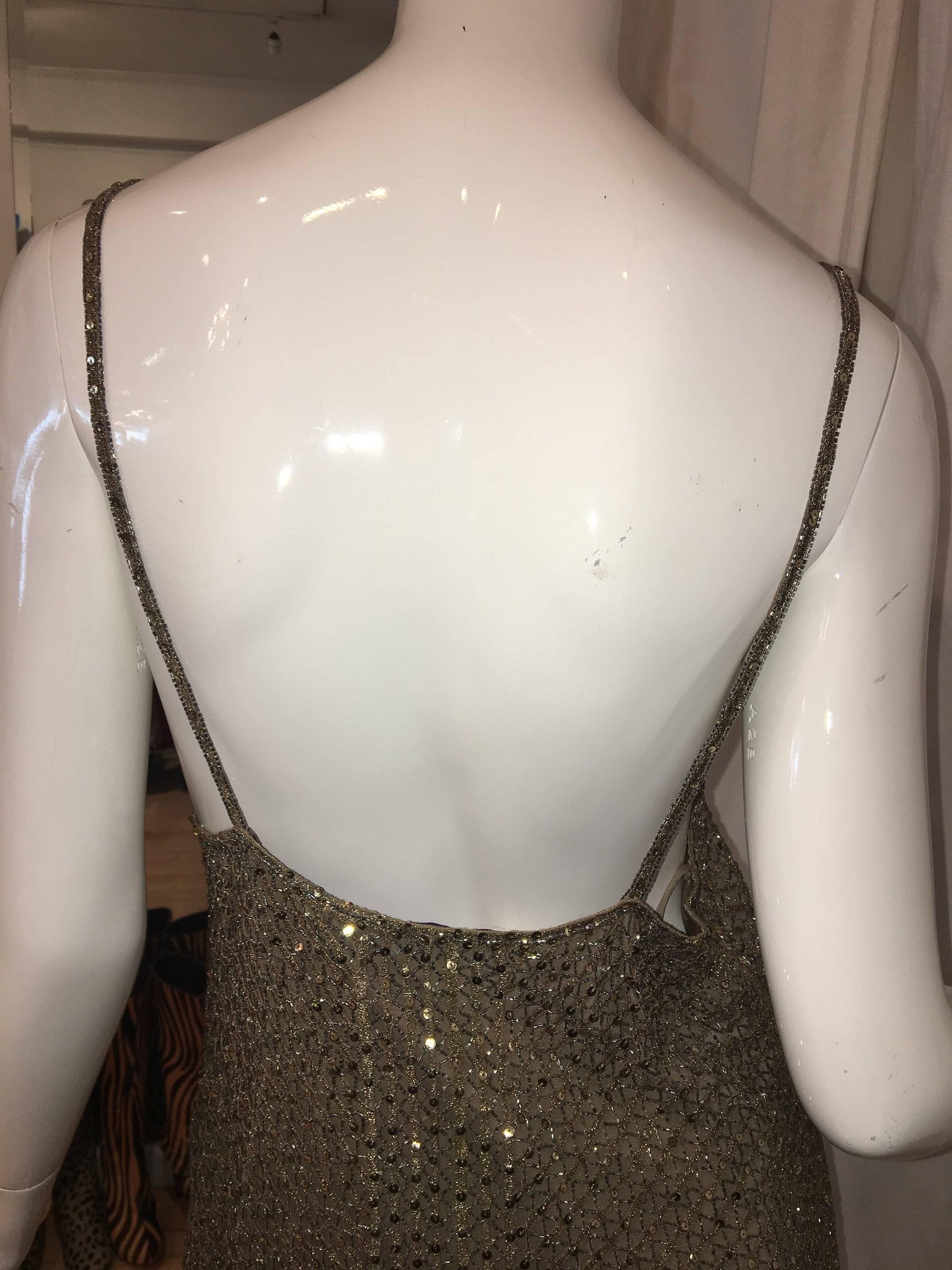 Brown Ralph Lauren Gold Sequin Dress