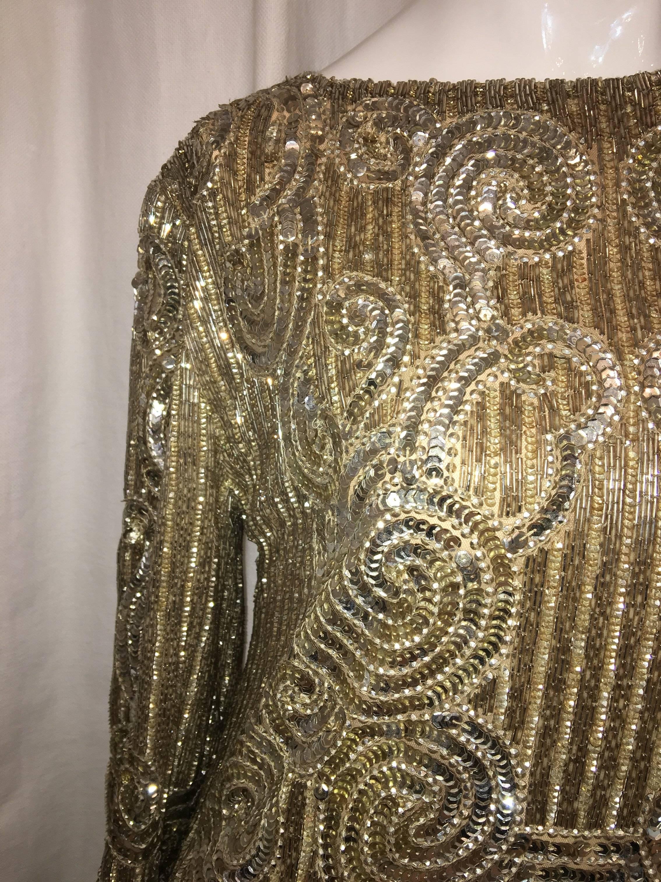 Brown Reem Acra Sequin Dress