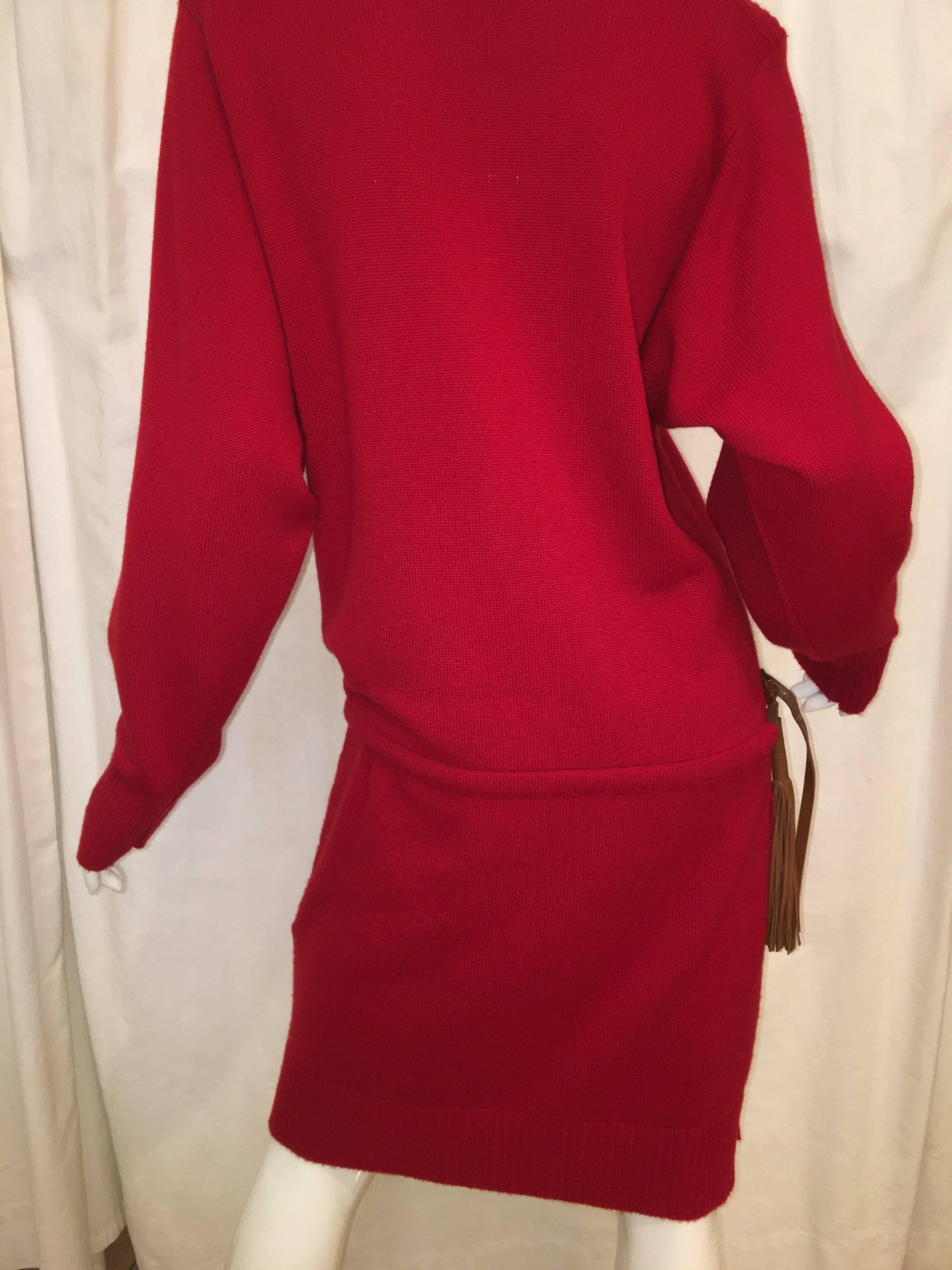 Red Hermes Cashmere Sweater Dress