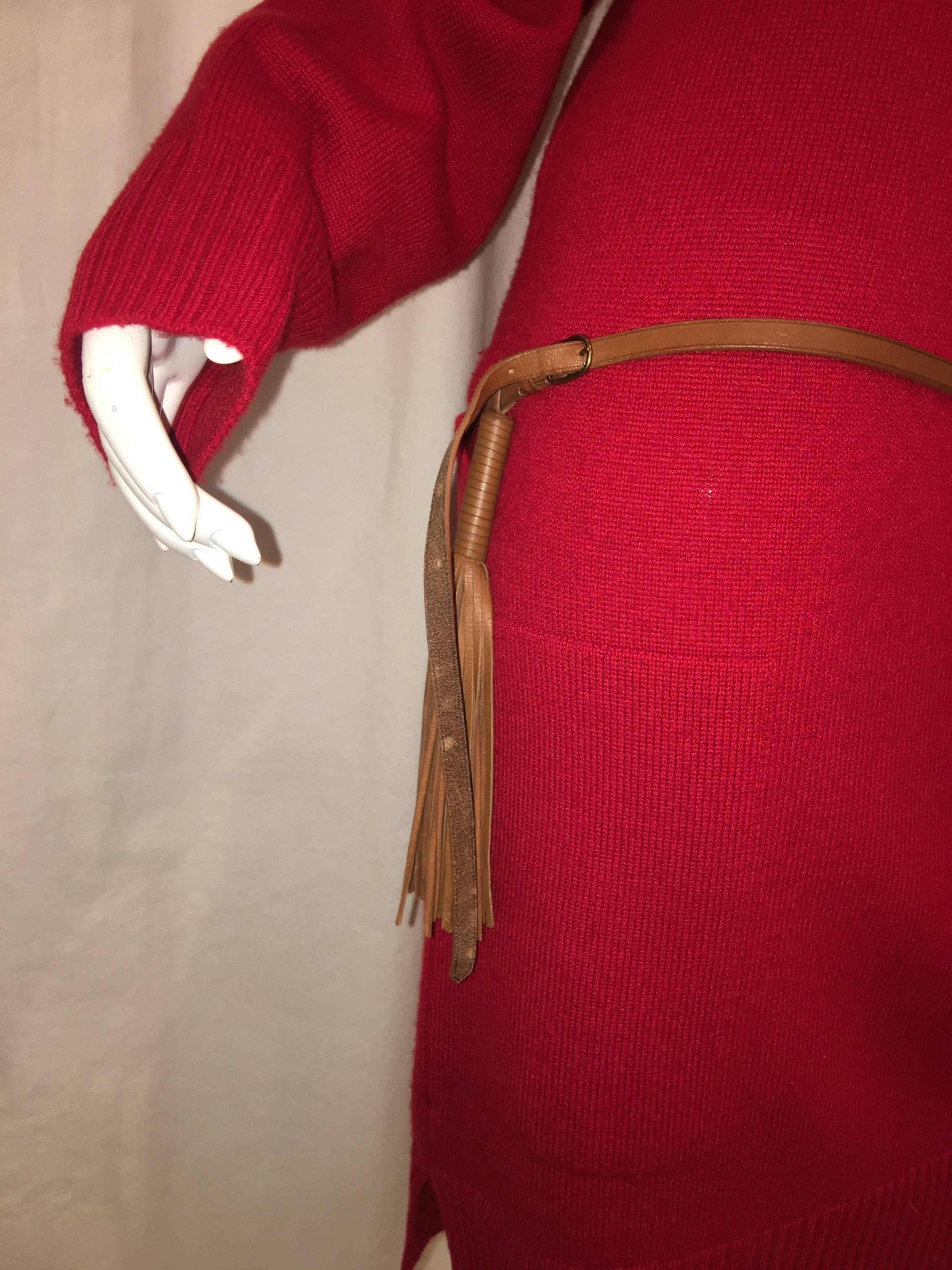 Hermes Long Sleeve Cashmere Sweater Dress with Belt and Boatneck.