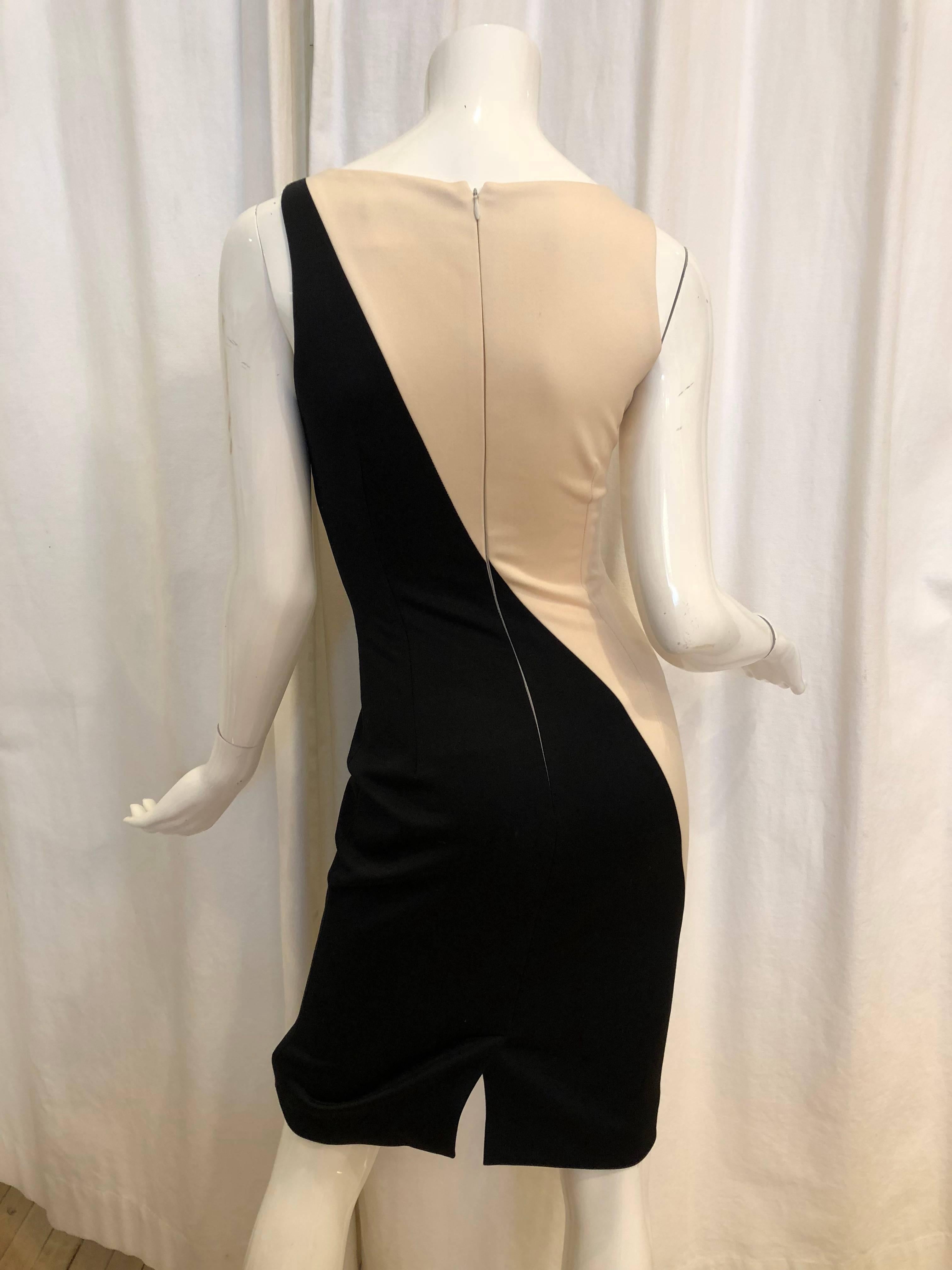 Black and White Sleeveless Sheath Dress, Back Zipper, Size 38