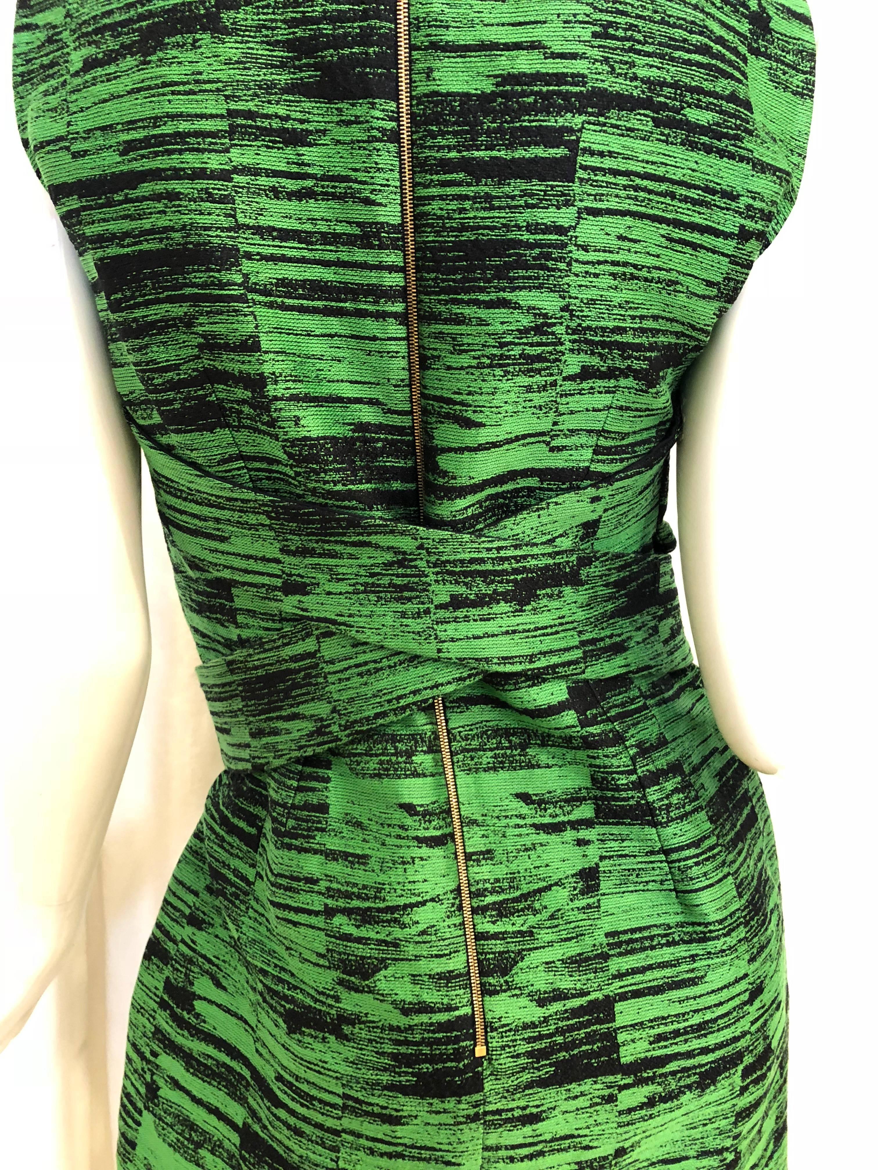 Black Calvin Klein Green Print Belted Dress
