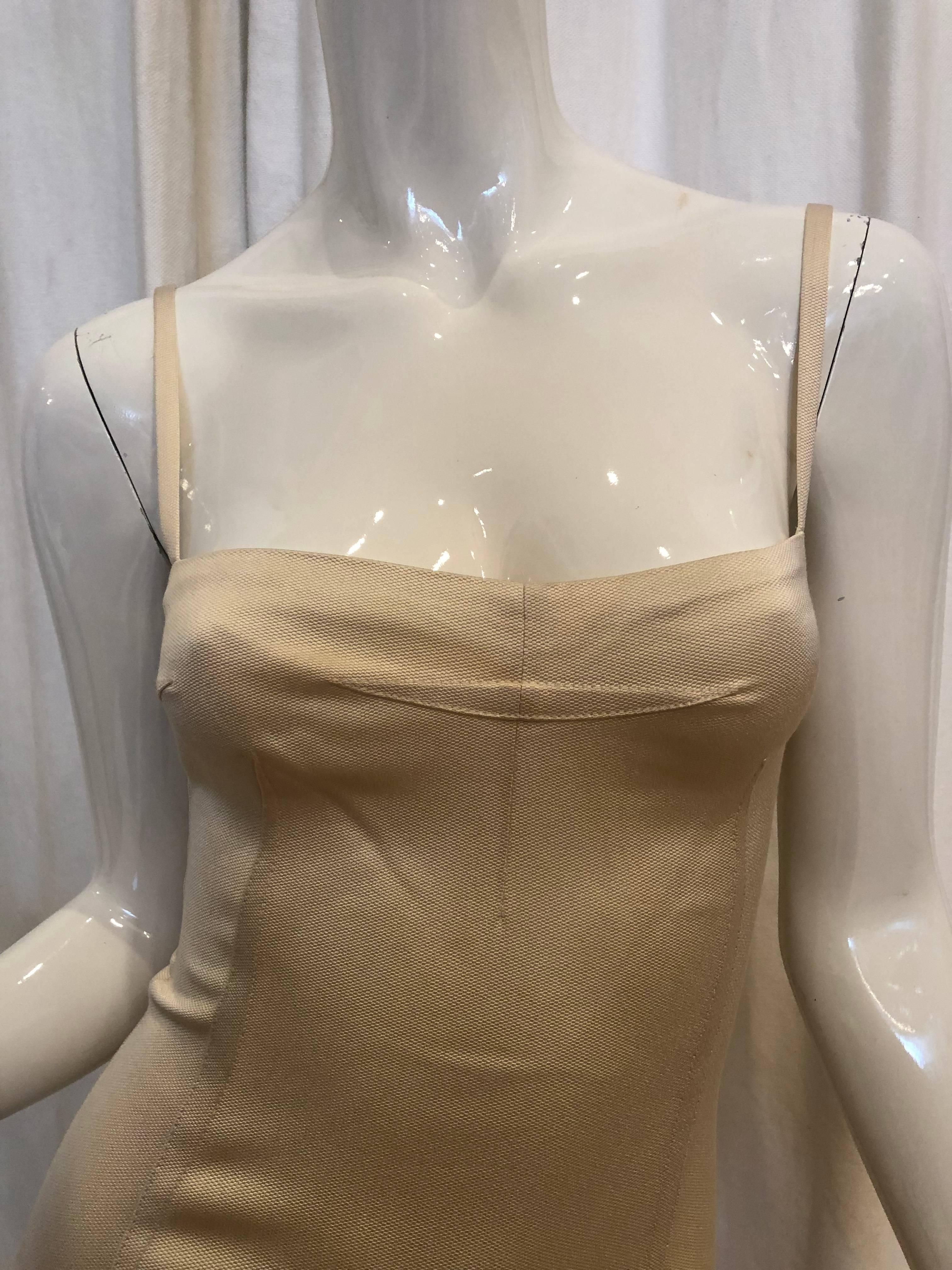 Dolce & Gabbana Cream Fitted Dress In Excellent Condition In Bridgehampton, NY