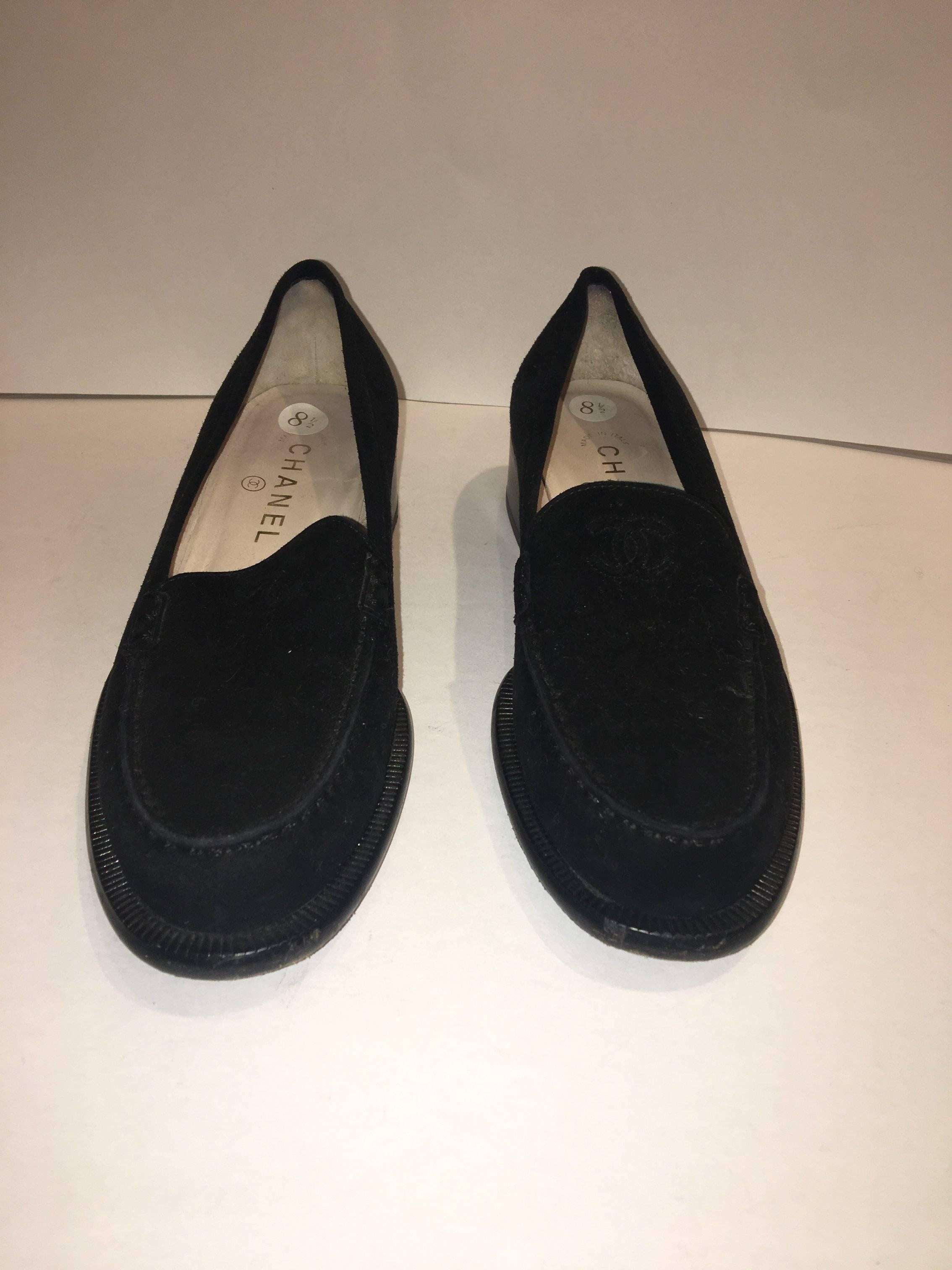 Black Chanel Suede Loafers