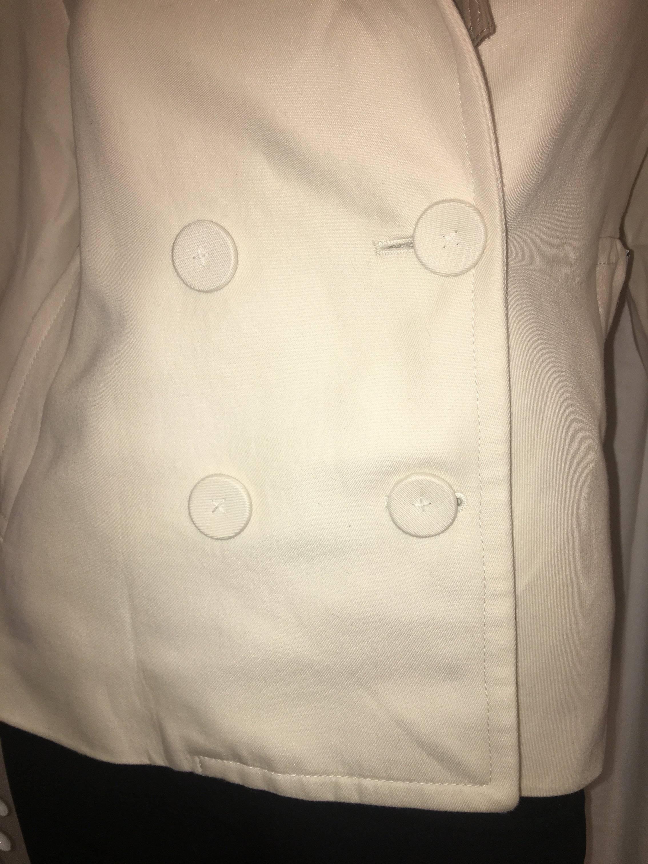 3.1 Phillip Lim Double Breasted Jacket with Removable Collar and Cuffs in Cream Cotton.