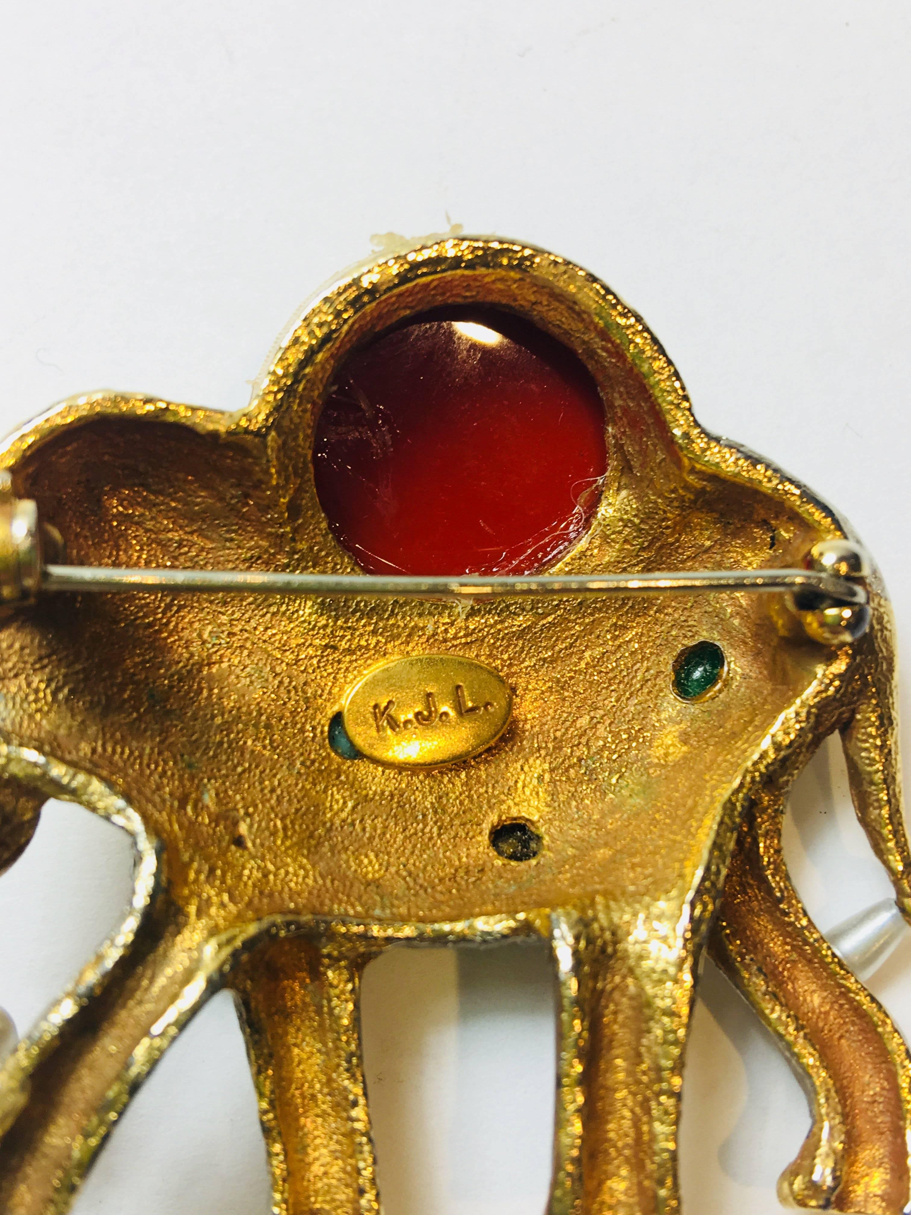 Kenneth Jay Lane Elephant Brooch In Excellent Condition In Bridgehampton, NY