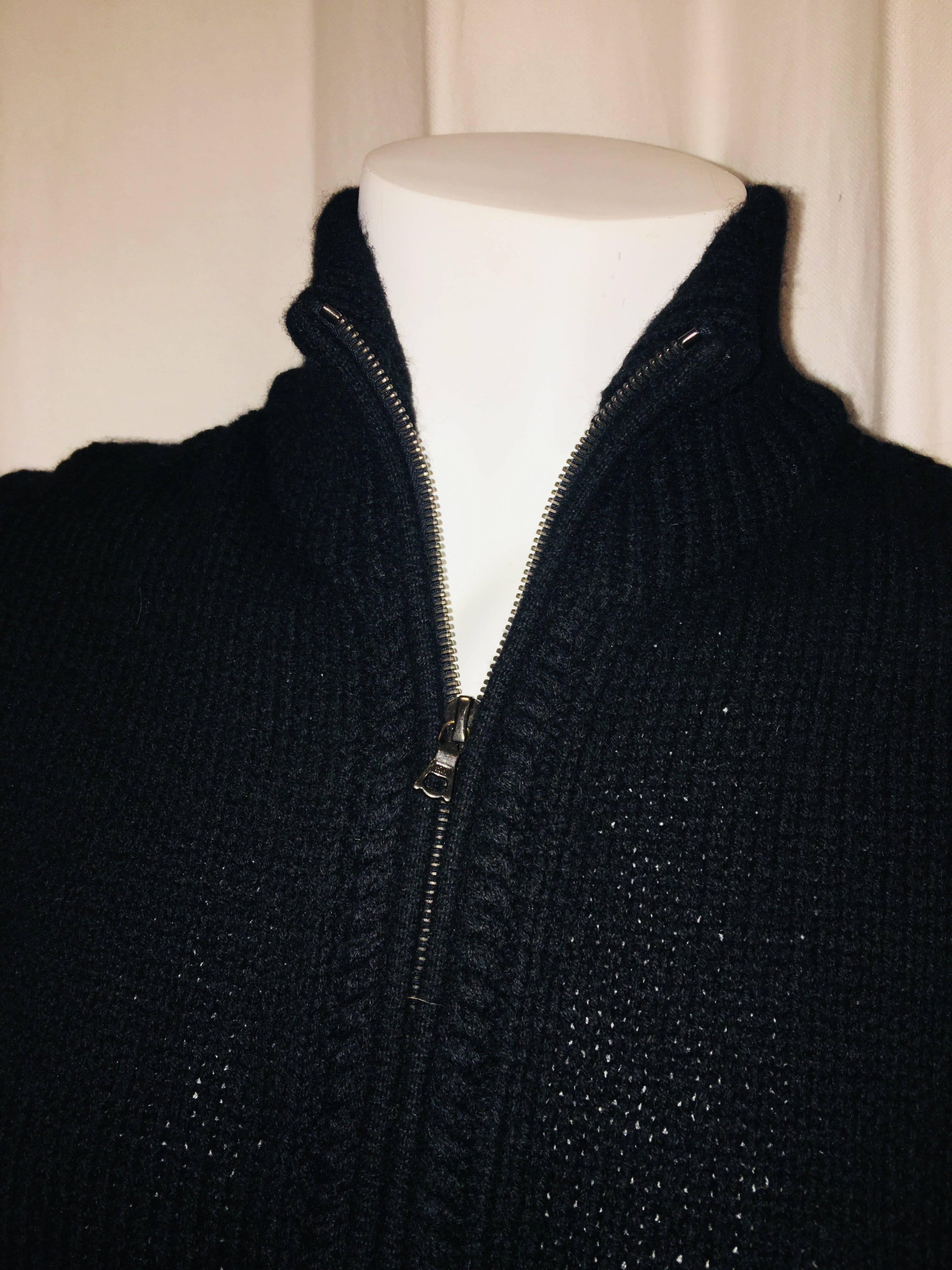 TSE Handknit Cashmere Vest with Zip Front and High Collar. 