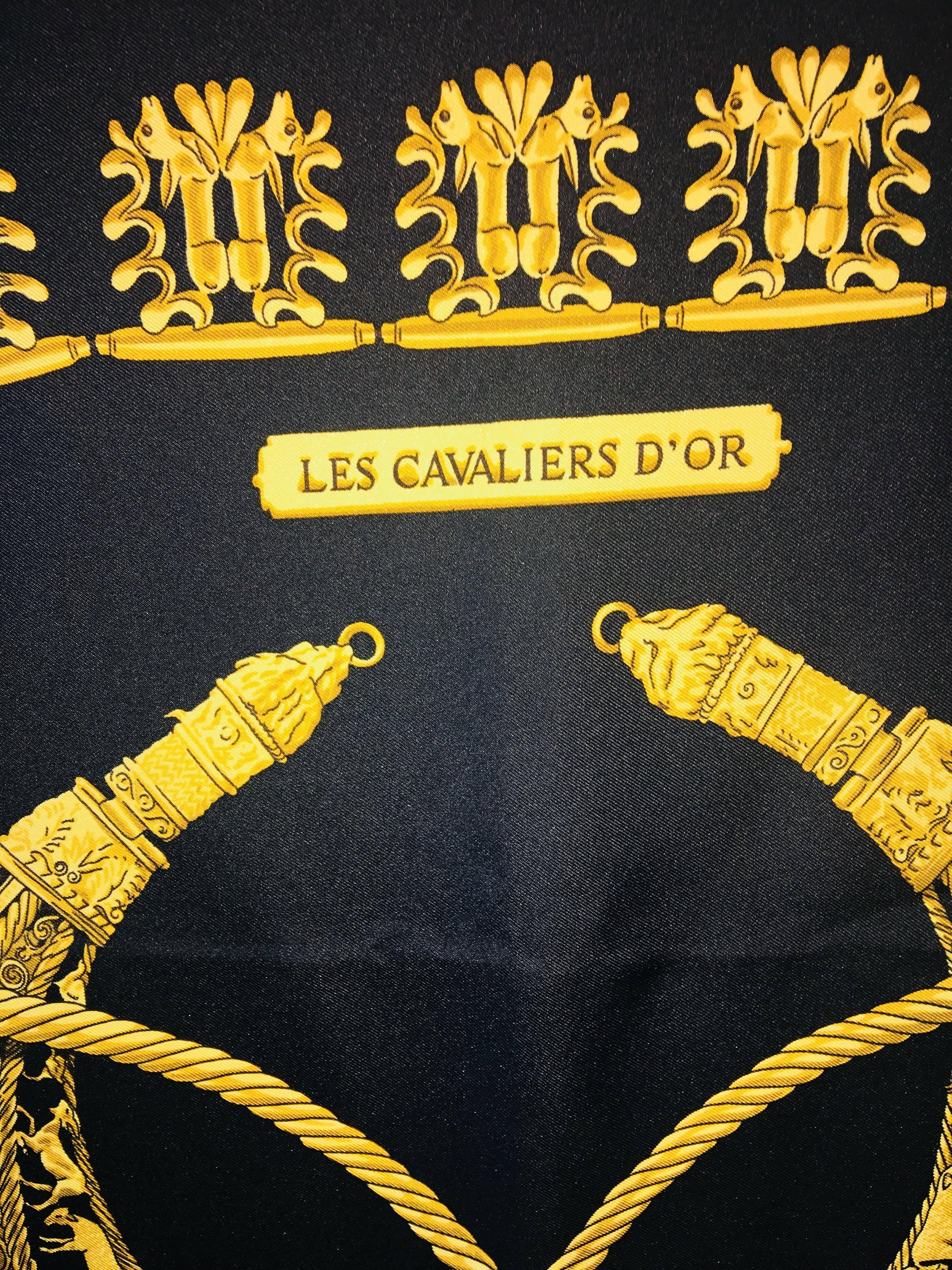 Hermes 'Les Cavaliers D'Or' Scarf In Excellent Condition In Bridgehampton, NY