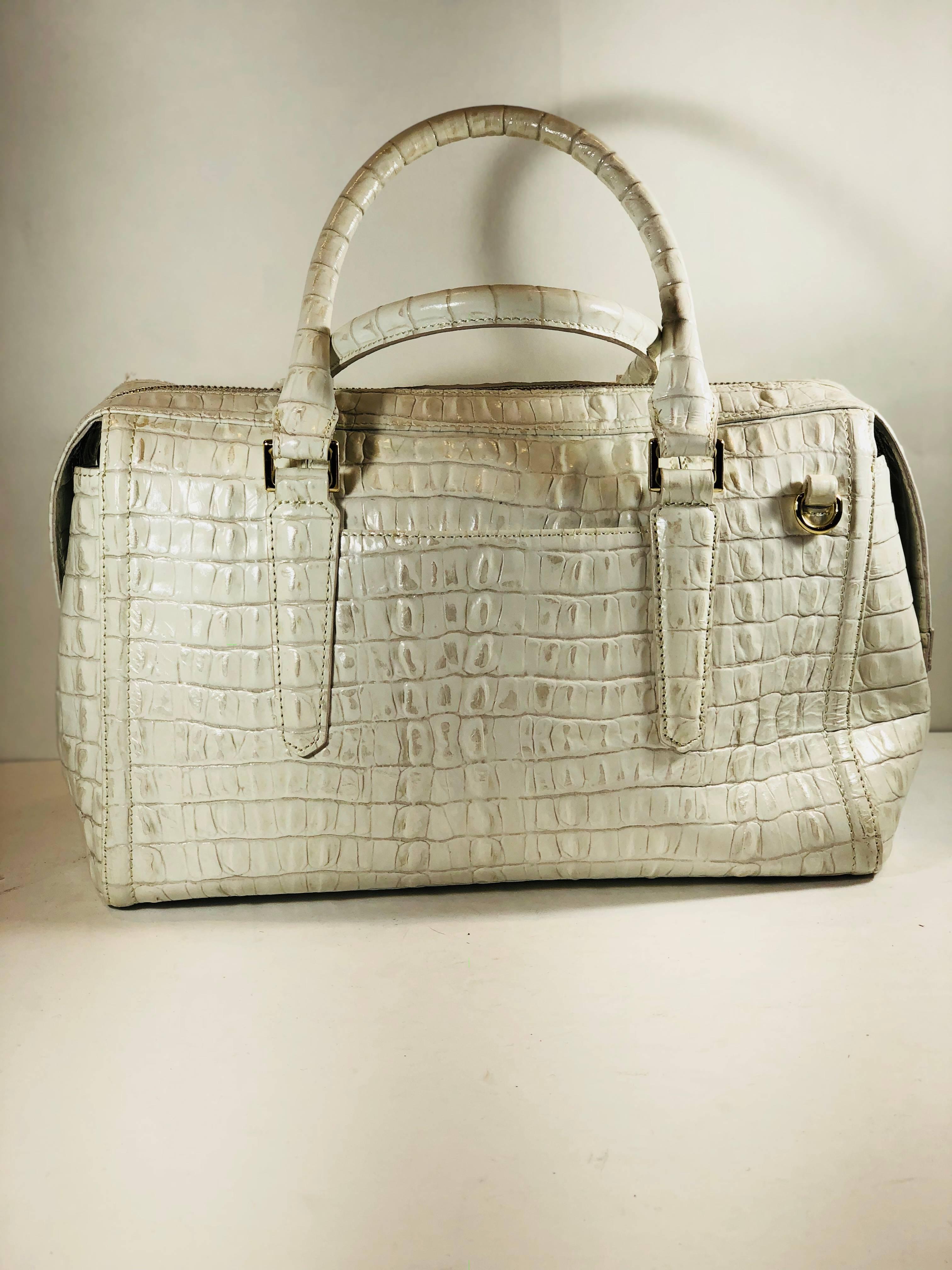 brahmin white alligator purse