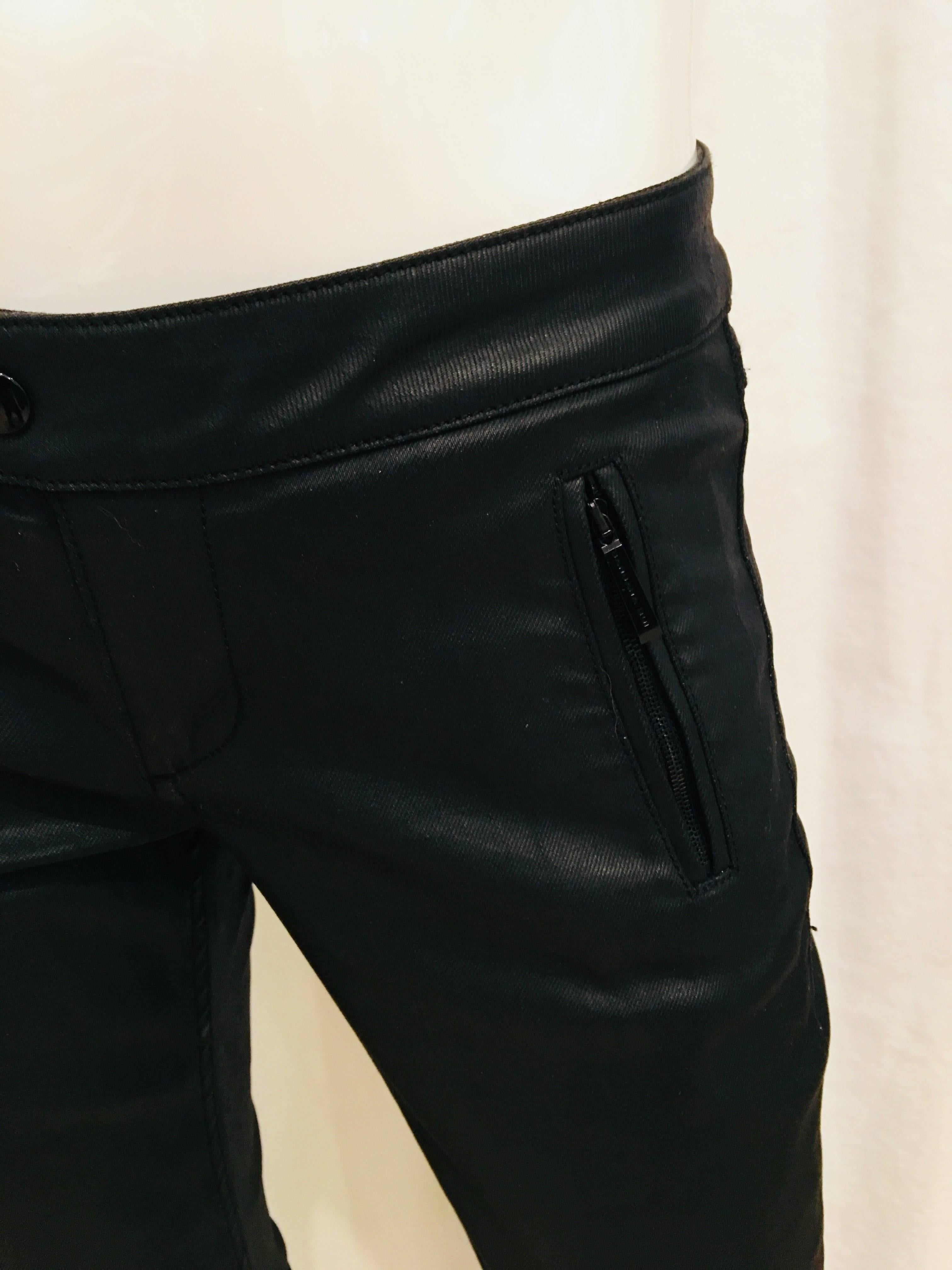 Barbara Bui Skinny Leg Leather Pants with Zipper Detail.