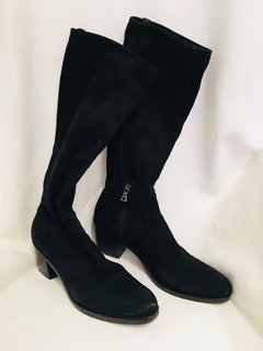 Prada Mid Calf Suede Boots