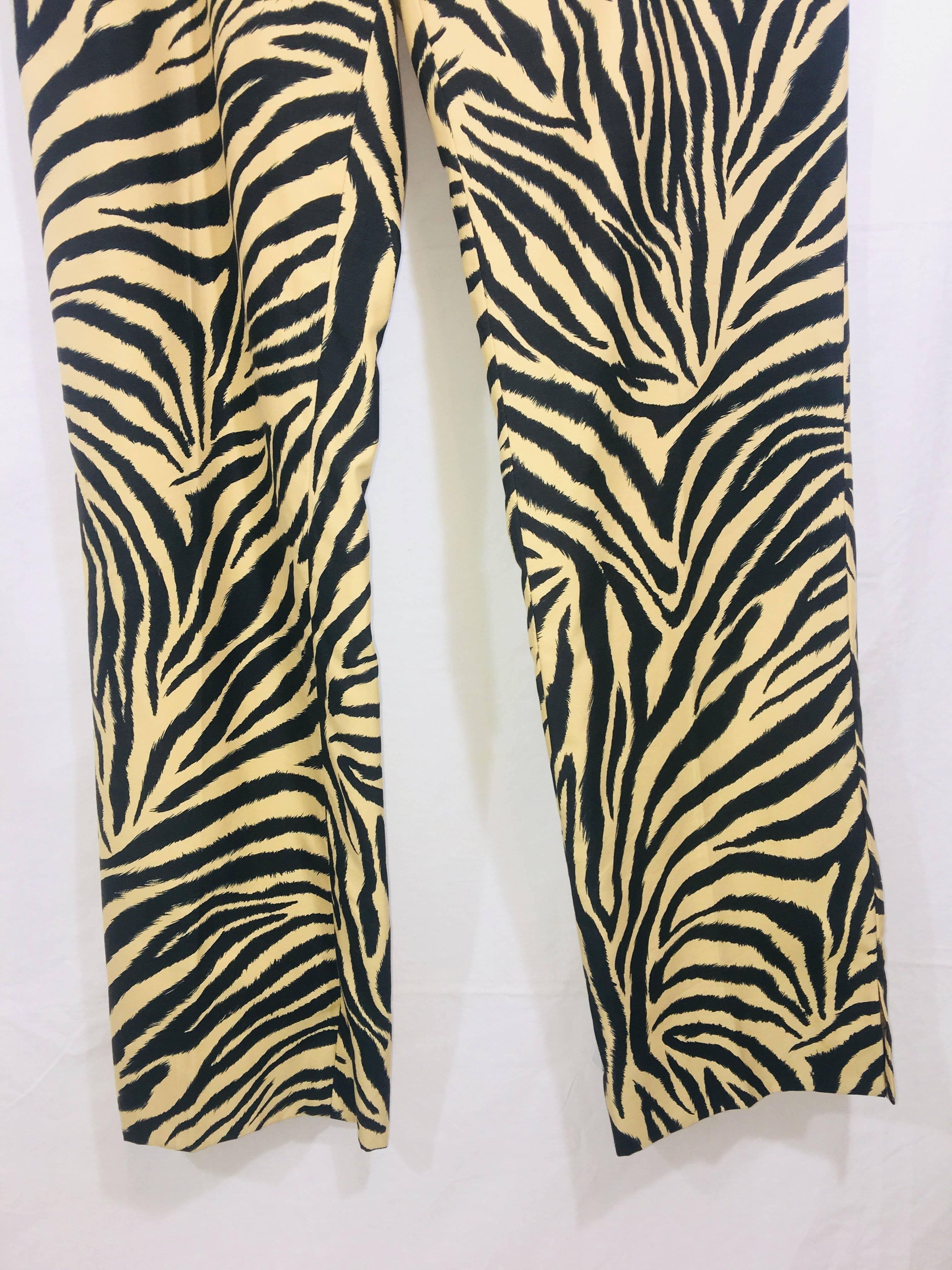 Carolina Herrera Animal/Zebra Print Pant in Cotton.
