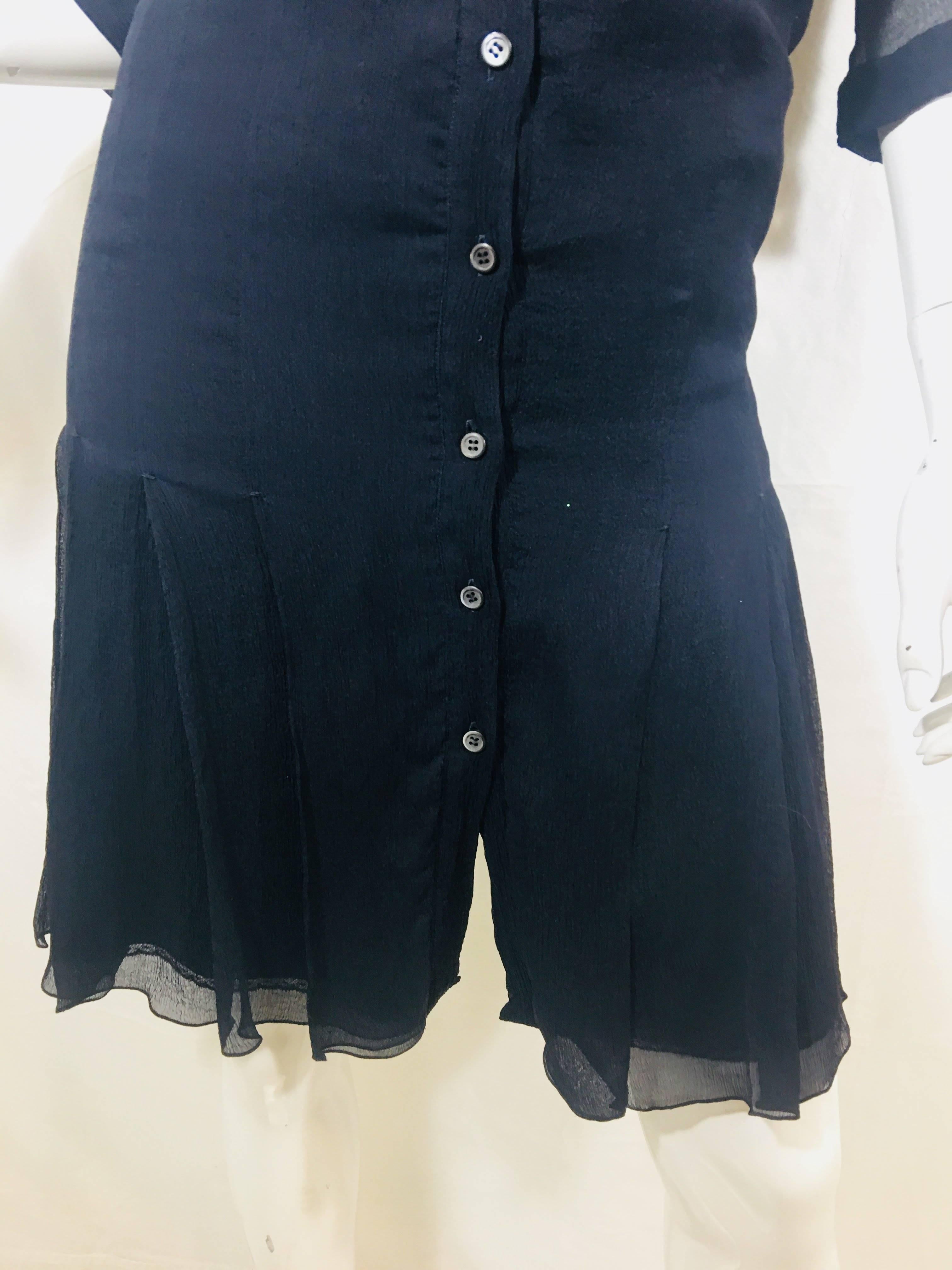 Prada Shift Dress with 3/4 Sleeves and Sewn in Slip and Button up Front.