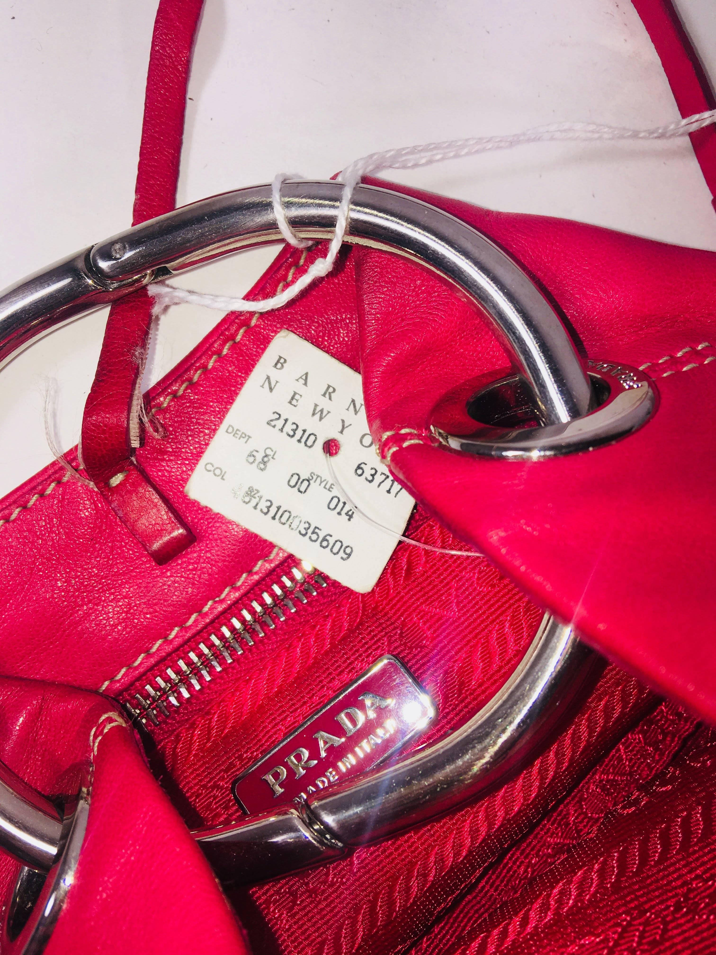 Red Prada Small Nappa Ring Mini Handle Bag