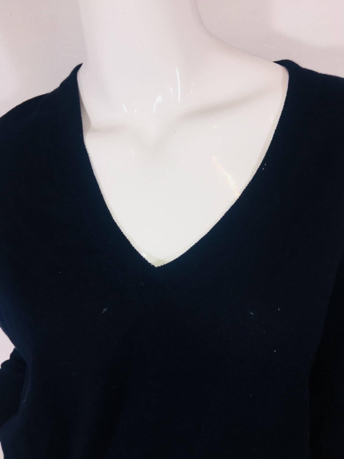 J. Crew V-Neck Knit Sweater in Black Cotton.