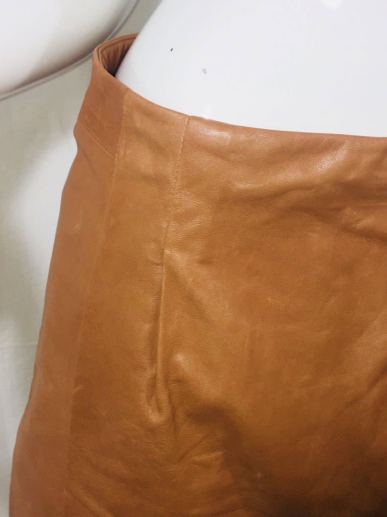 Vince Camel Leather Skirt For Sale at 1stdibs