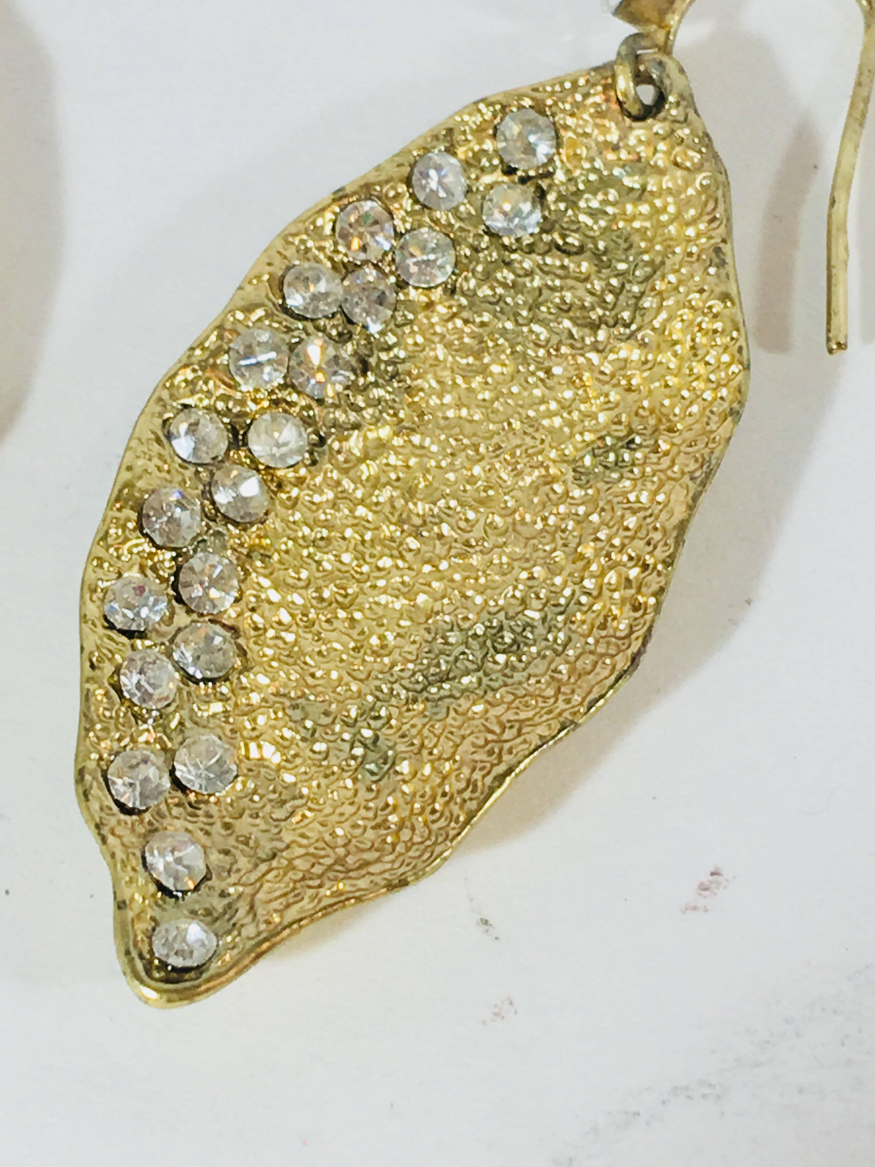 Melissa B Cubic Zirconia Gold Leaf-Shaped Earrings 