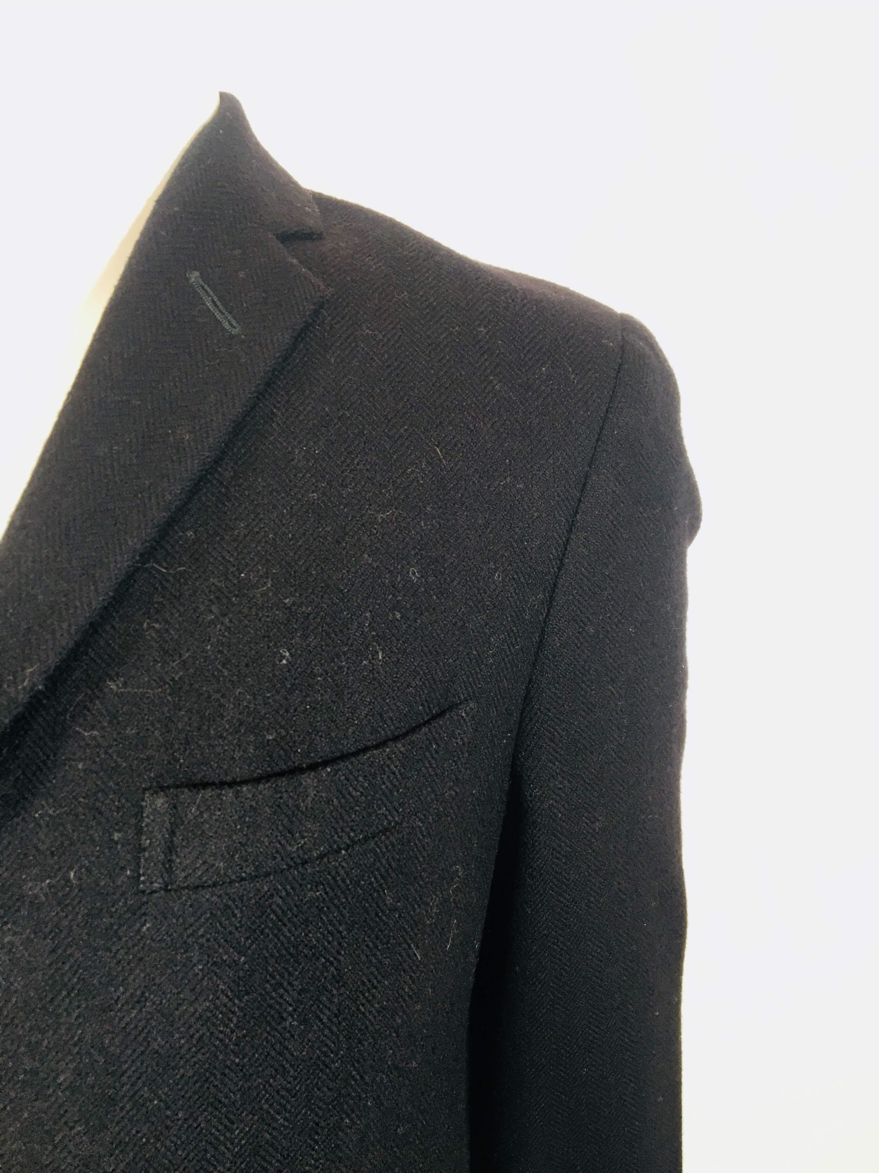 Men's Polo by Ralph Lauren Blazer in Black. Wool/Cashmere Blend with 3 Button Closure. Two Pockets.