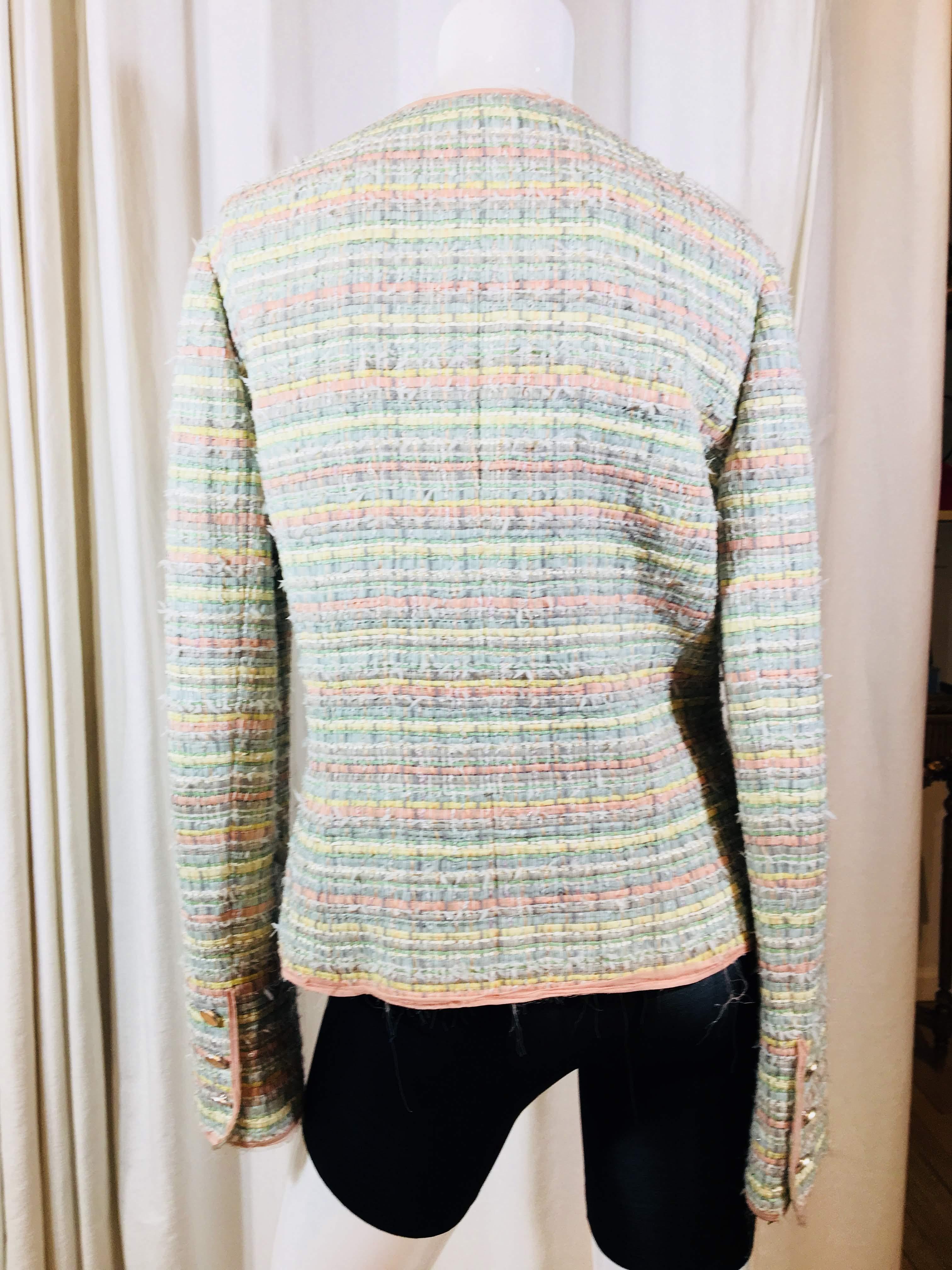 Chanel One Button Tweed Jacket. In Good Condition In Bridgehampton, NY