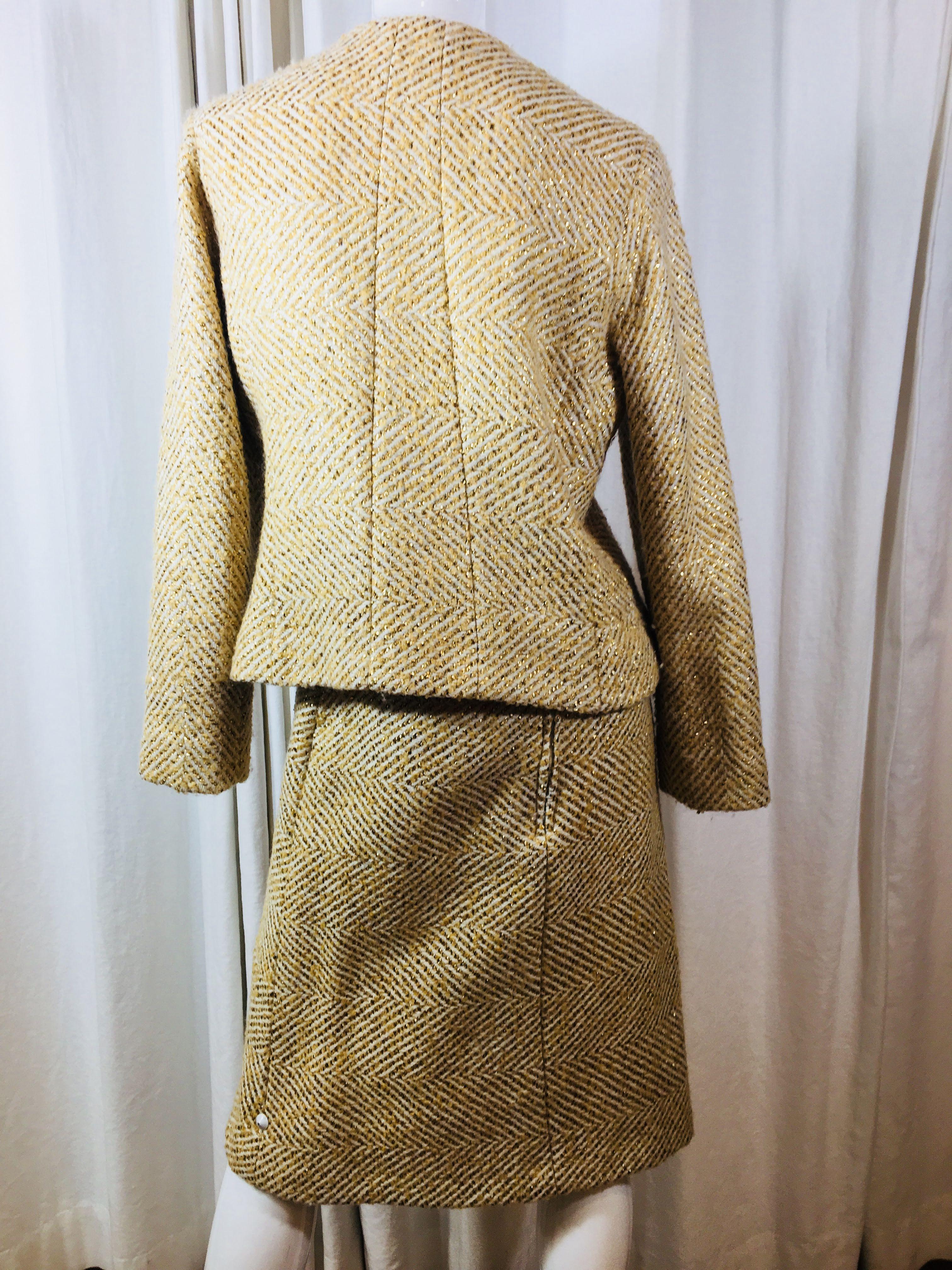 Chanel Gold 2 PC Skirt Suit  2