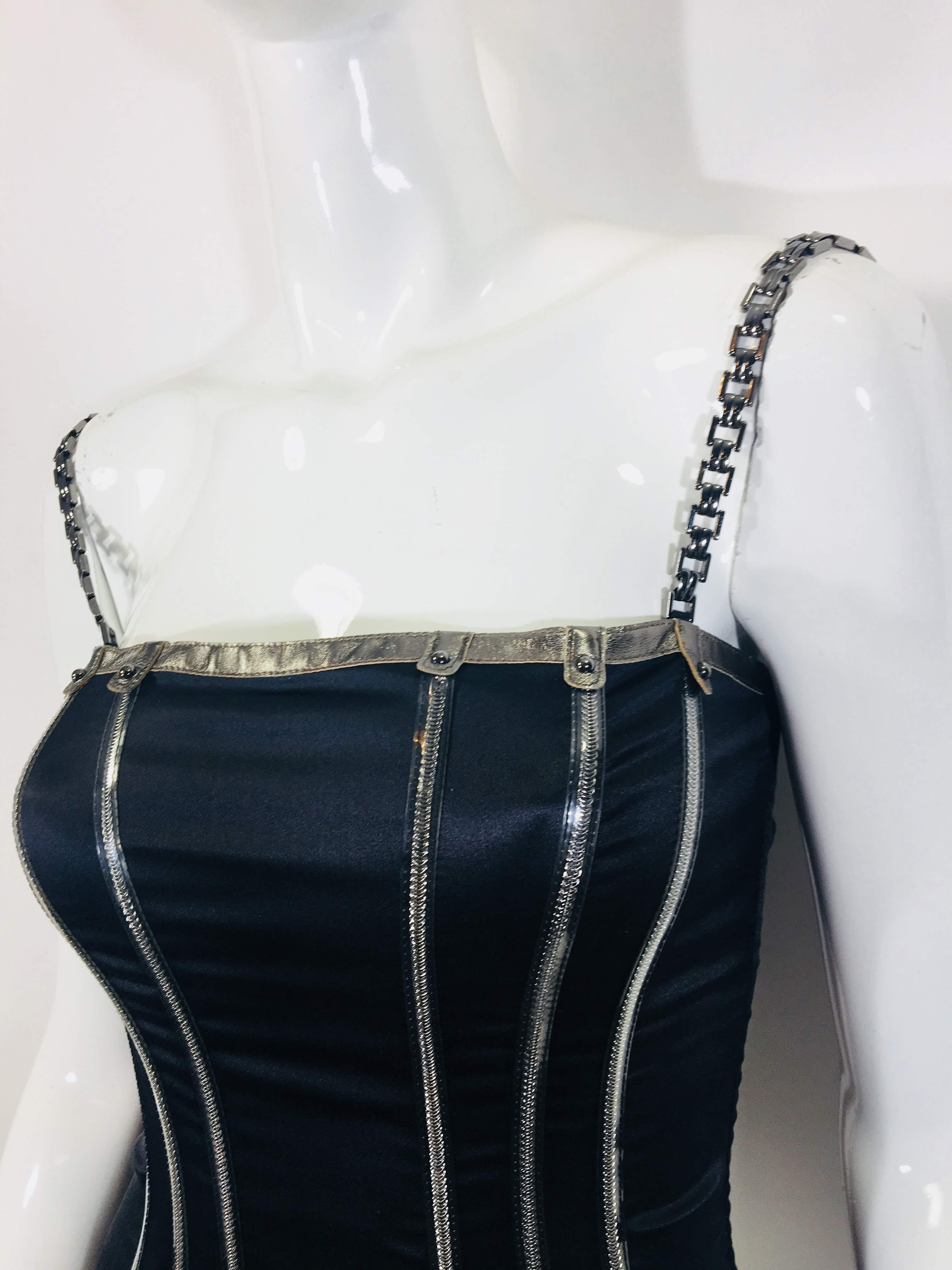 Dolce & Gabbana Black Size 38 , Silk Bustier With Chainlink Straps 