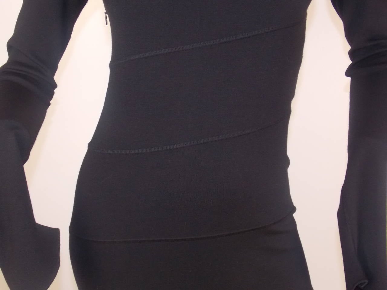 Alaia Black Wool Jersey Dress In Good Condition In Bridgehampton, NY