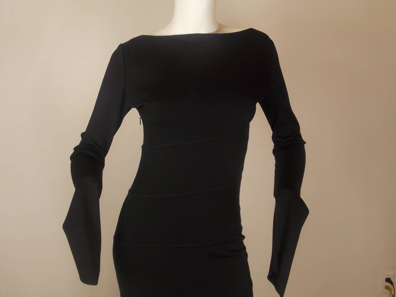 Alaia Black Wool Jersey Dress 1