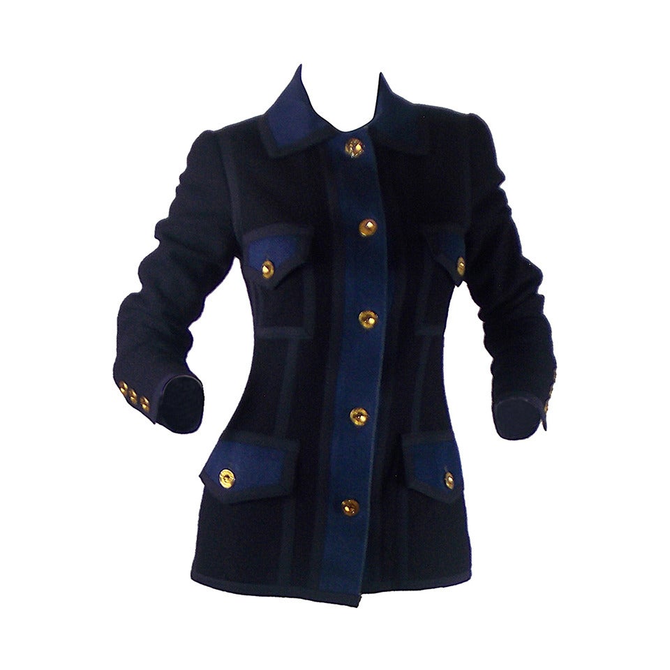 Chanel Military Blazer with Gold Buttons at 1stDibs