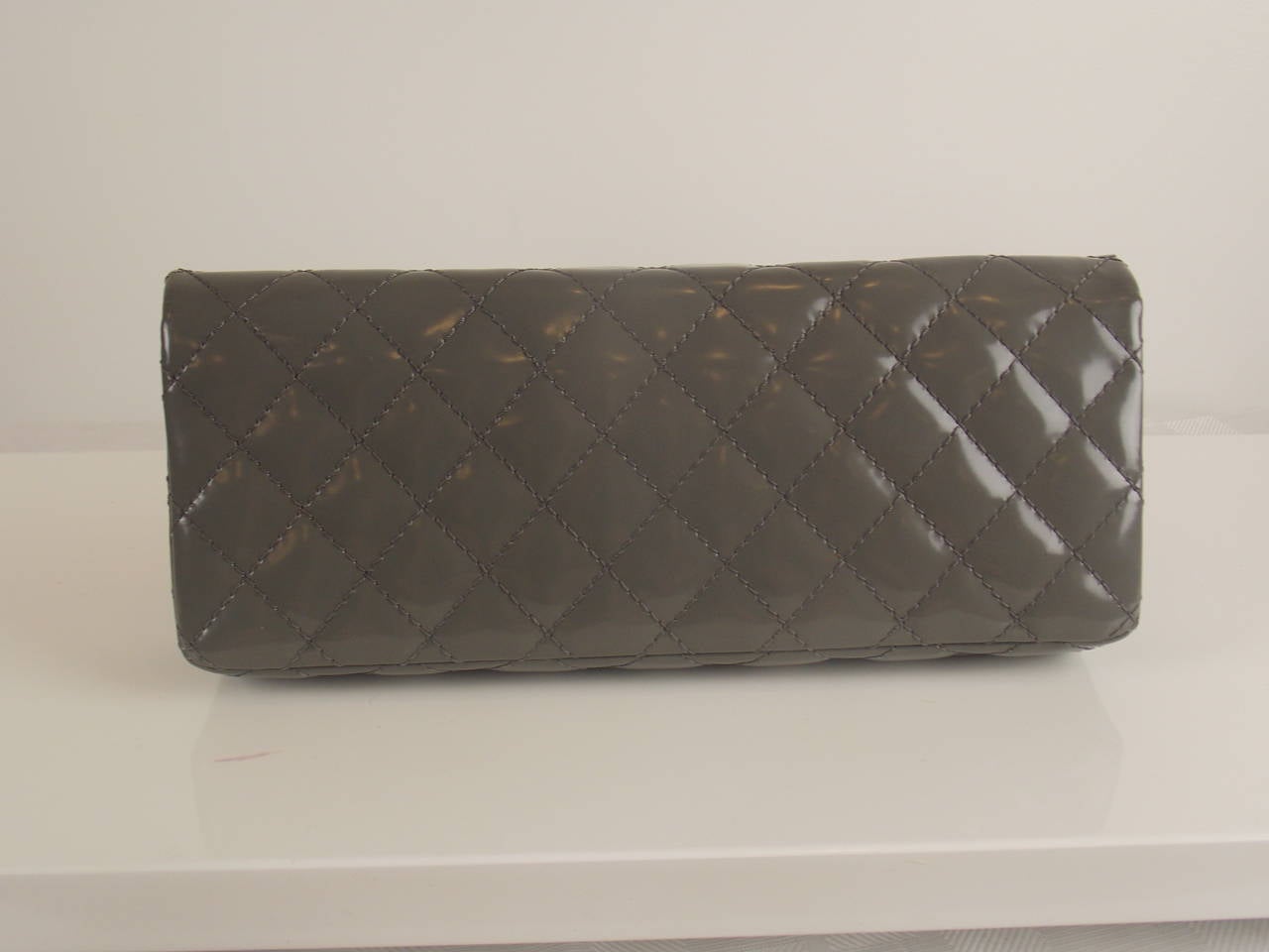 Chanel Patent Leather Clutch with Chain Strap In Good Condition In Bridgehampton, NY
