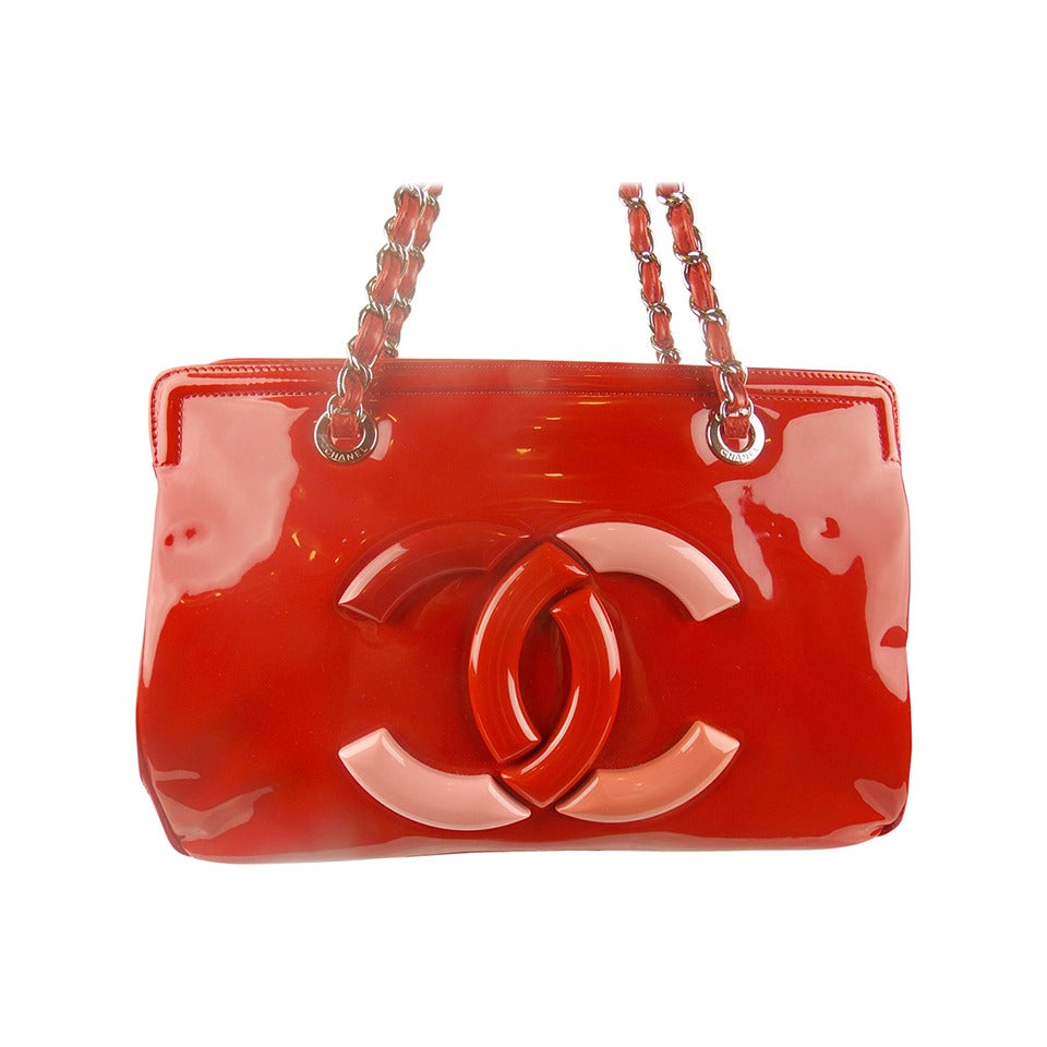 Chanel Red Patent Leather Lipstick Tote at 1stDibs patent bag