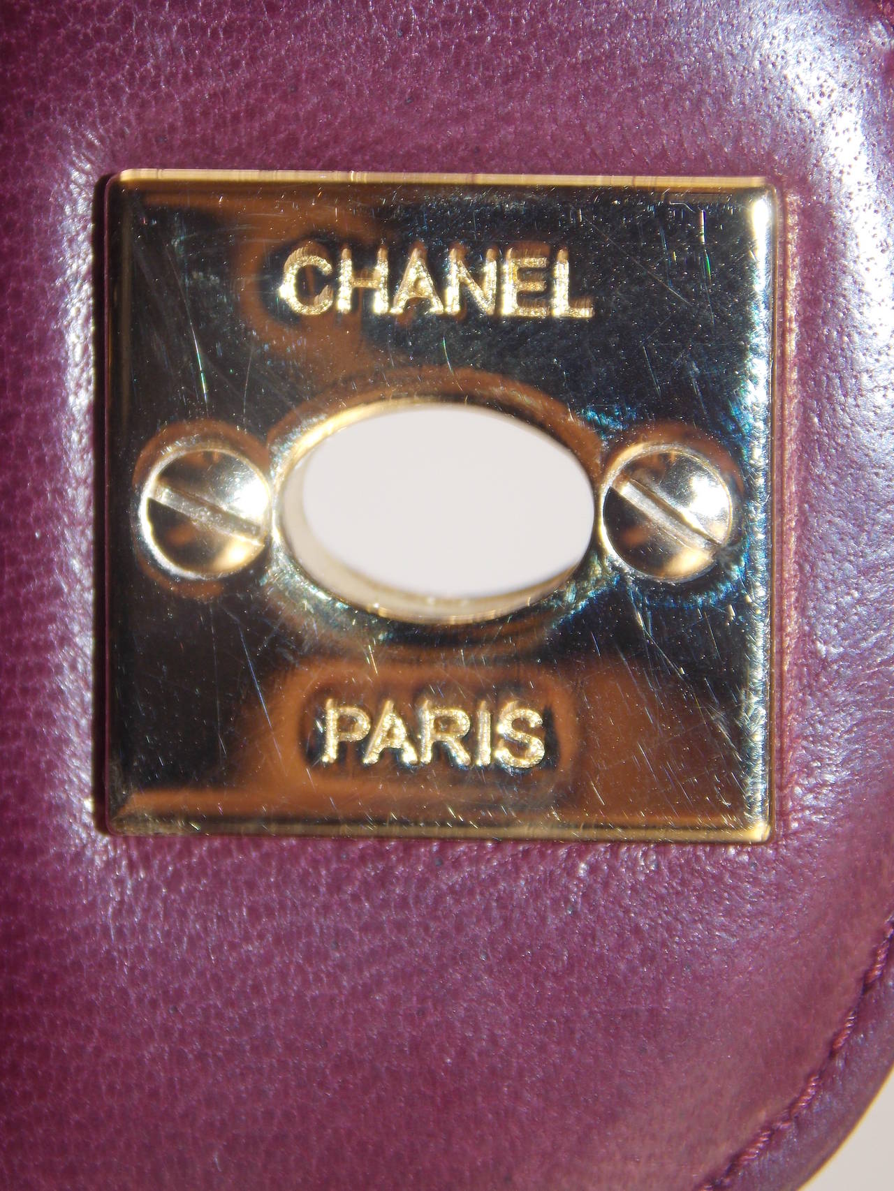 Chanel Burgundy East West Choclate Bar Handbag 3