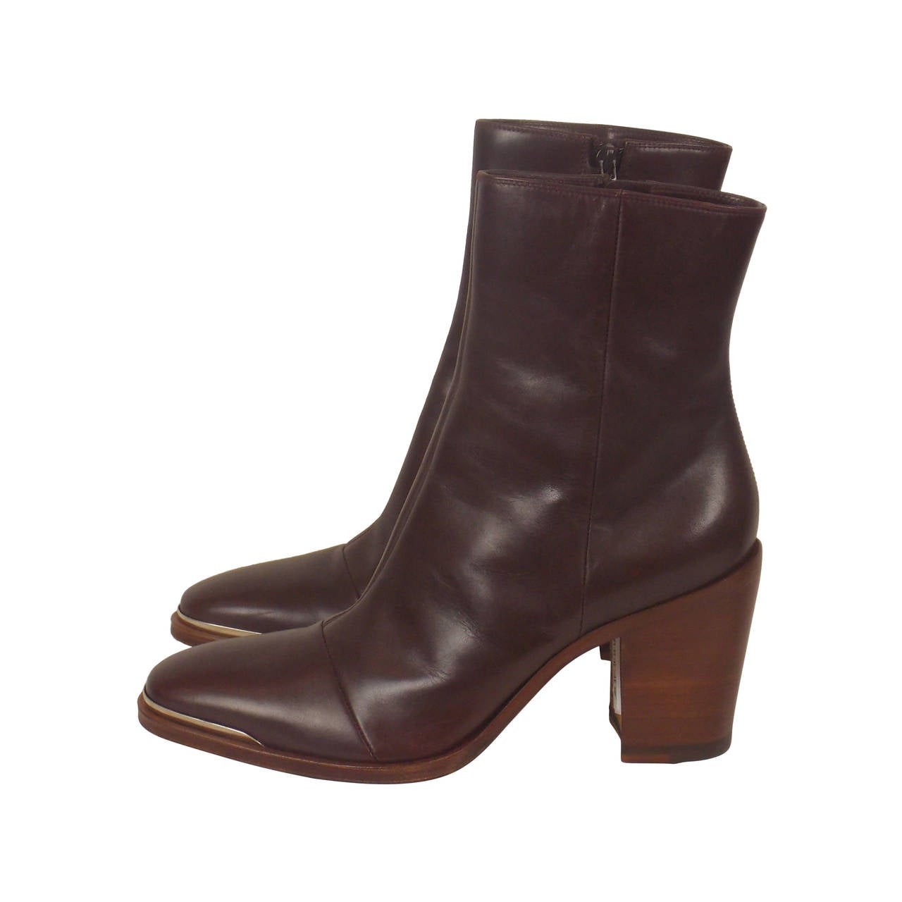 Celine Brown Leather Ankle Booties
