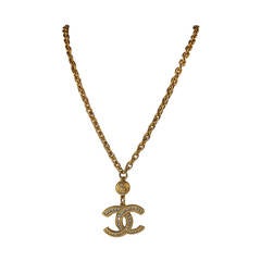 Chanel Necklace with Crystal Logo Pendant