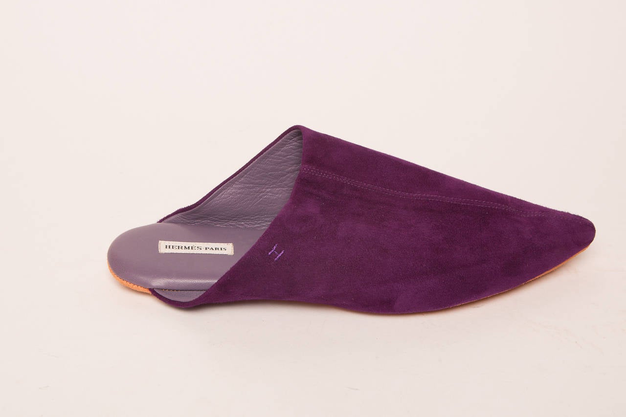 Women's Hermes Purple Suede Slipper Shoe