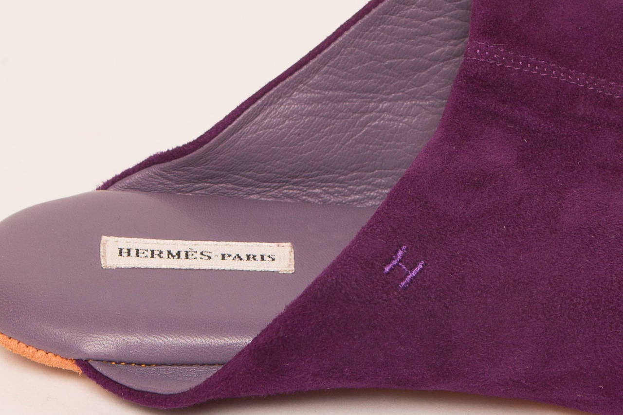 Hermes Purple Suede Slipper Shoe 1