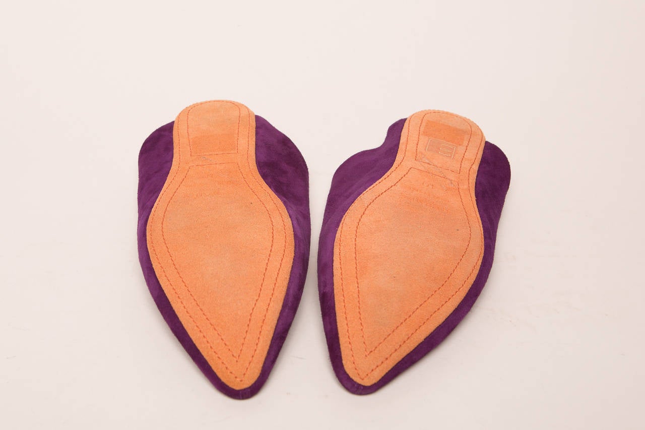 Hermes Purple Suede Slipper Shoe 2