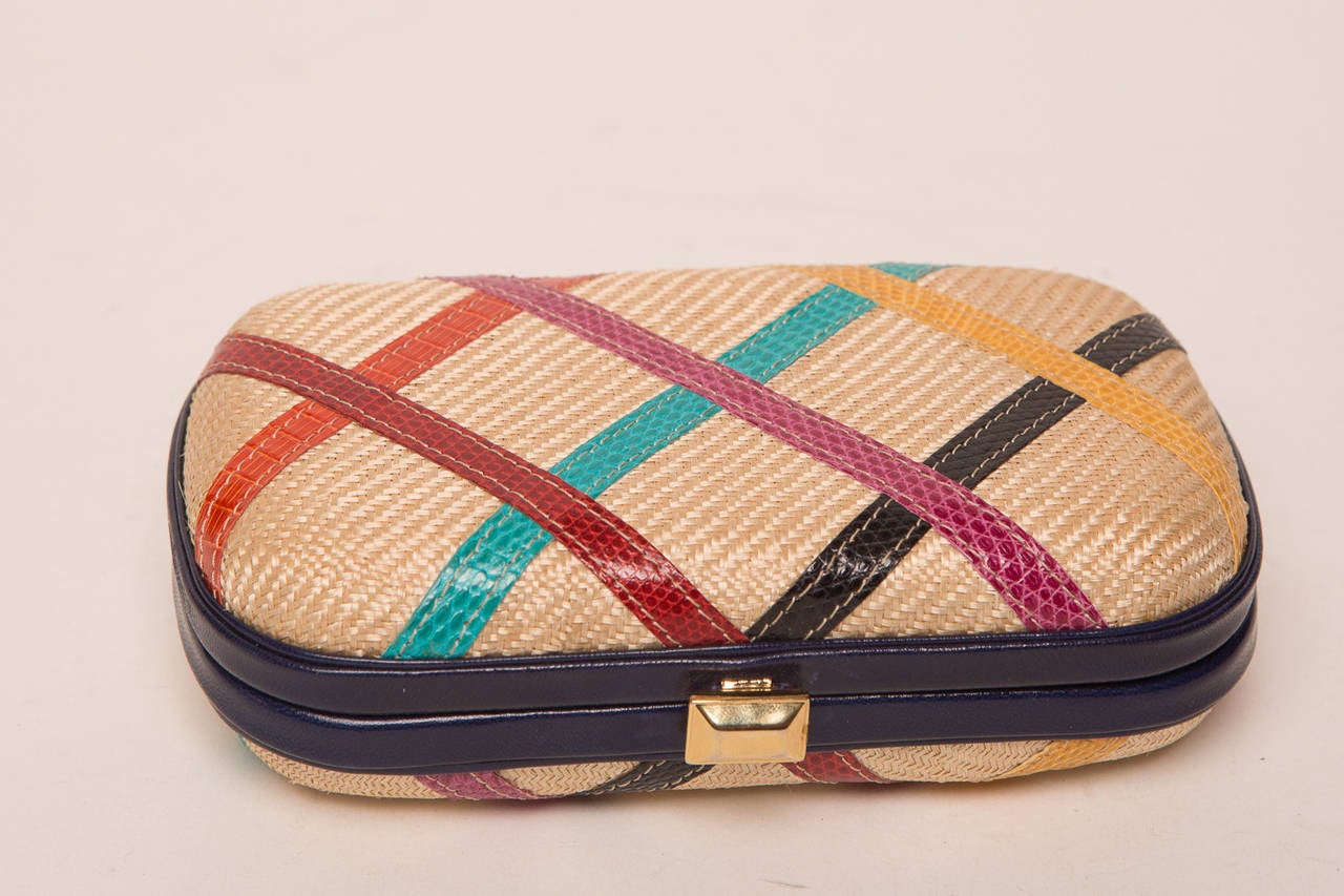 Beige Bottega Venetta Multi Colored Clutch