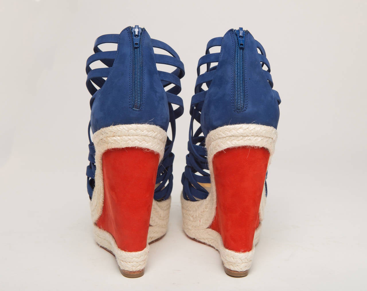 Christian Louboutin Red/Blue Espadrilles In New Condition In Bridgehampton, NY