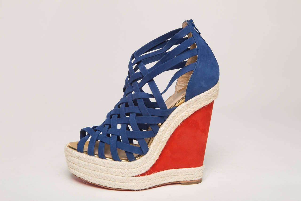 Women's Christian Louboutin Red/Blue Espadrilles