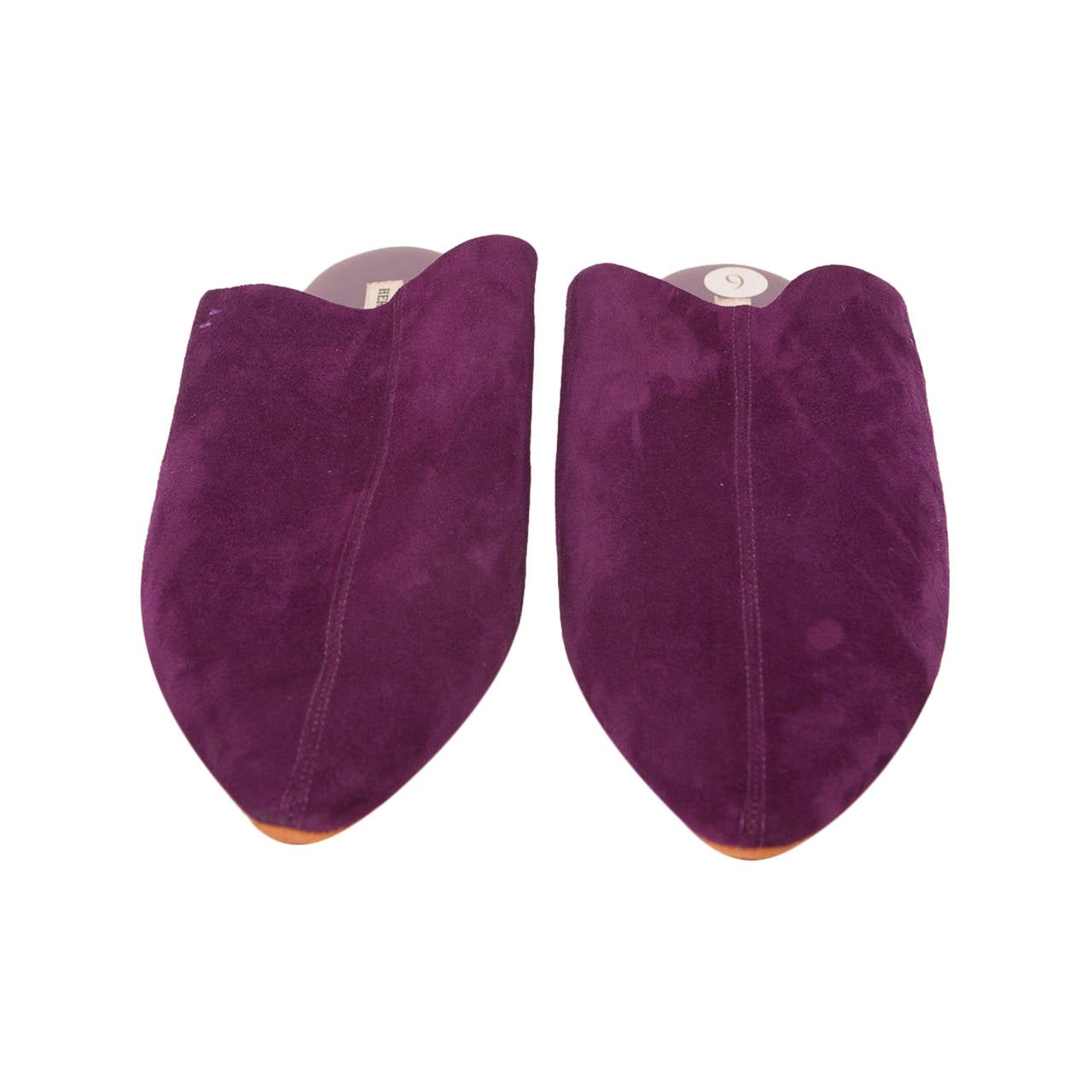 Hermes Purple Suede Slipper Shoe