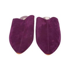 Hermes Purple Suede Slipper Shoe