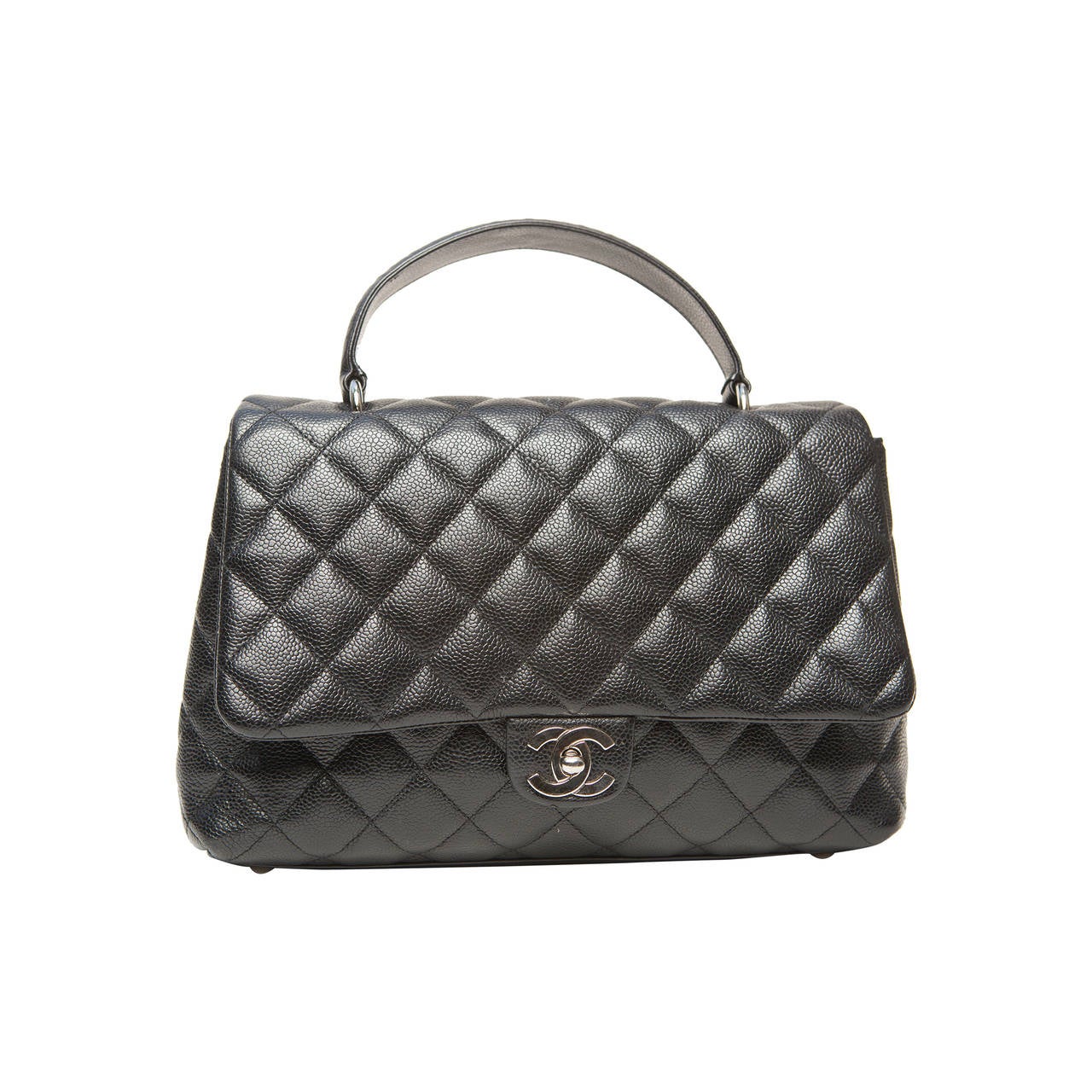 Vintage Chanel Kelly Black Caviar In Jumbo Size, Luxury, Bags