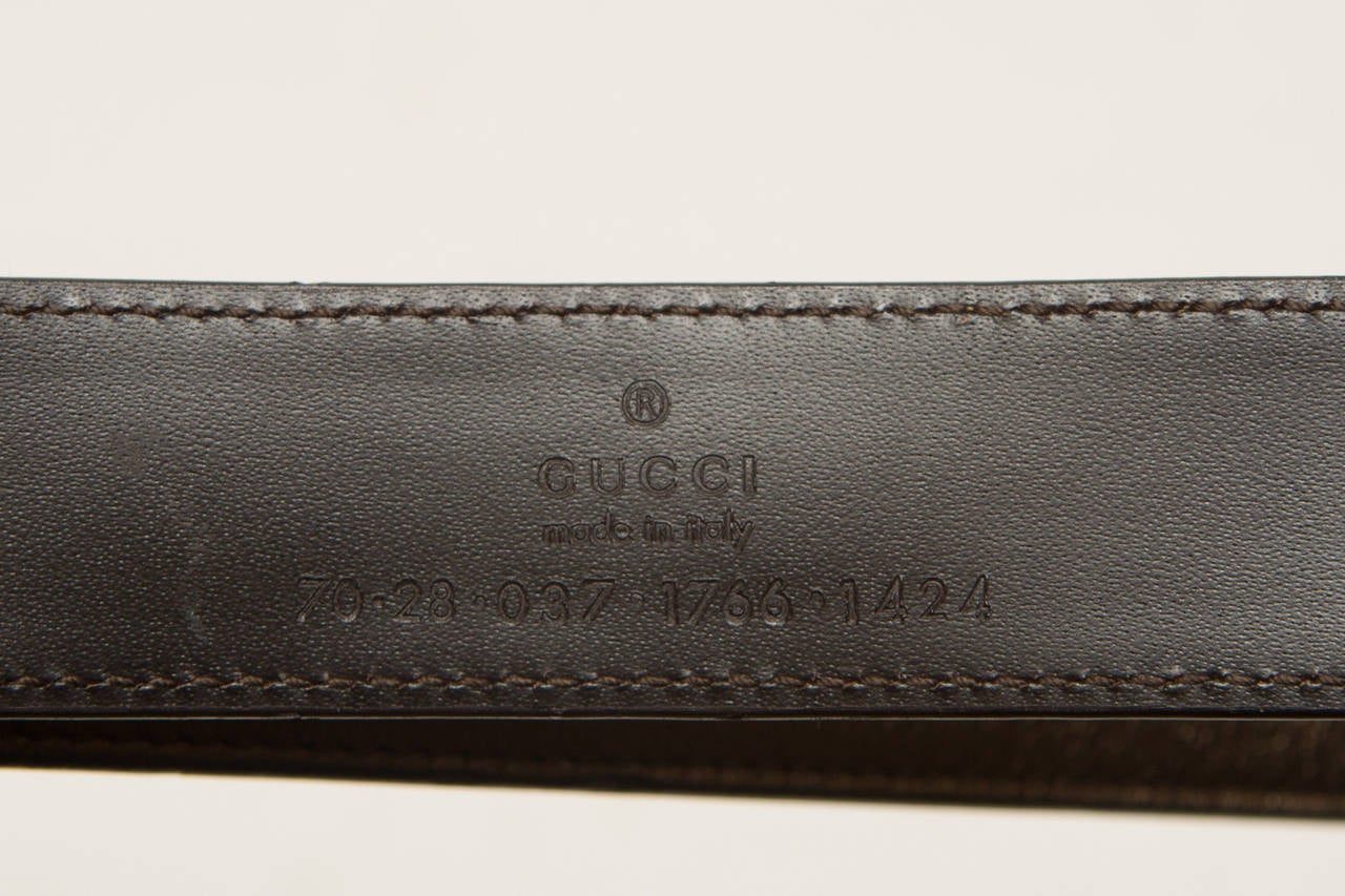 Gucci Brown Leather Belt In Excellent Condition In Bridgehampton, NY