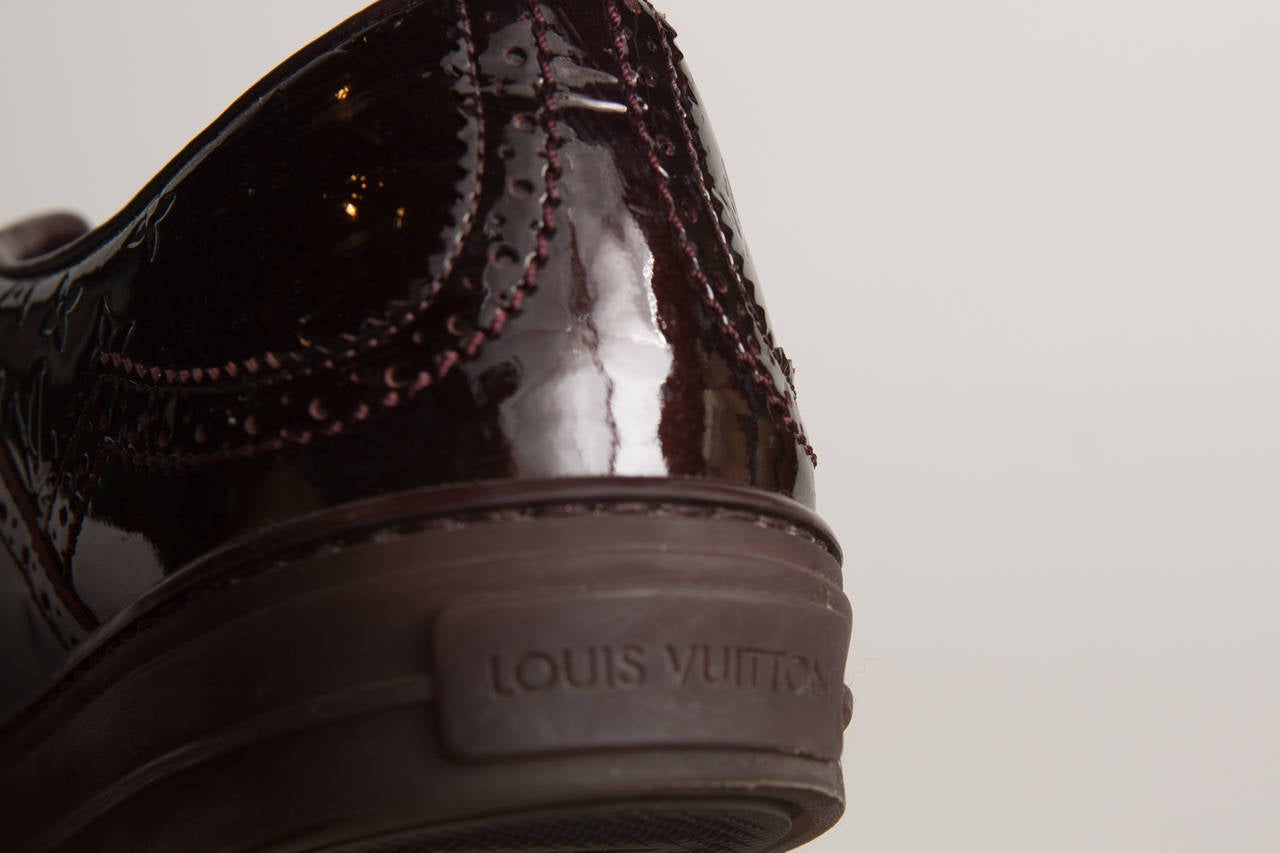Louis Vuitton Chocolate Patent Leather Brogue Sneakers 1