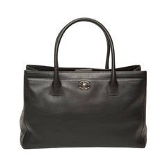 Chanel Black Leather Cerf  Tote Bag