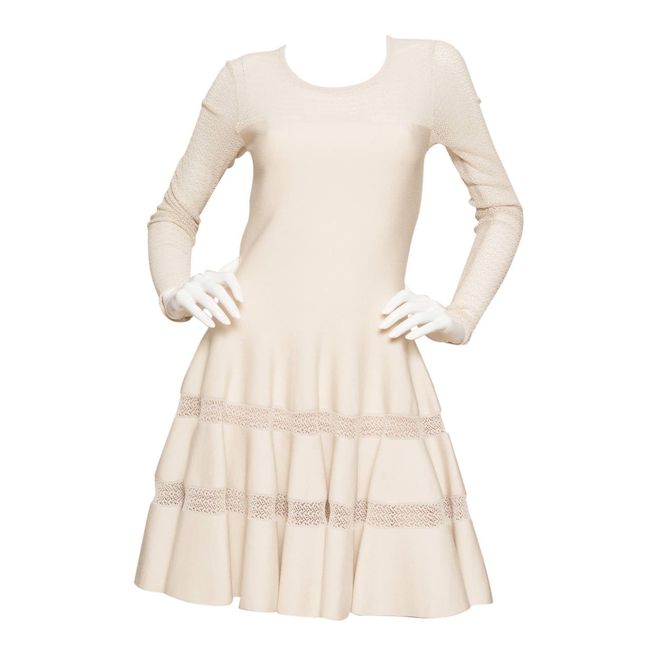 Alaïa Cream Fit and Flare Dress