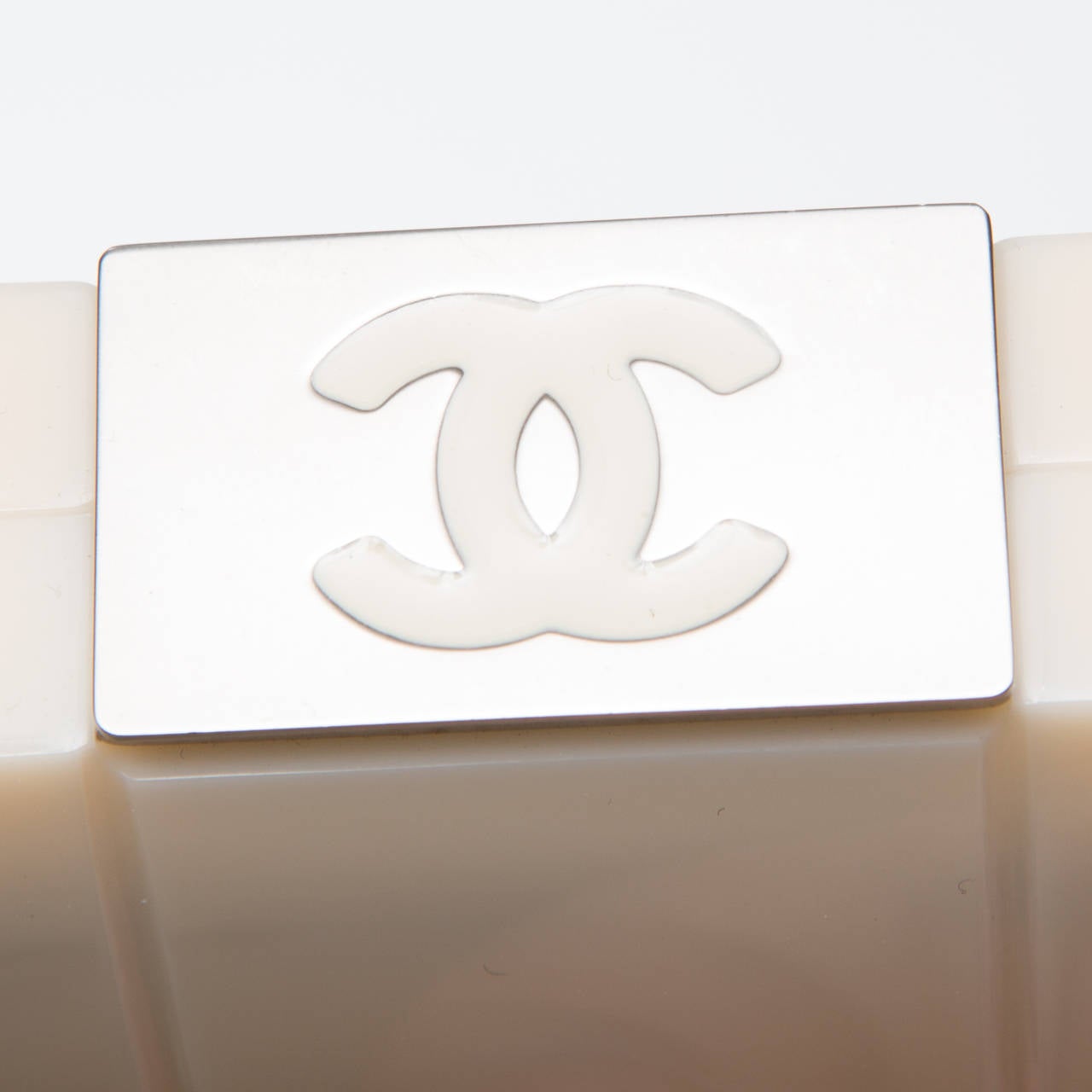 Chanel Cream Mini Resin Structured Clutch 1