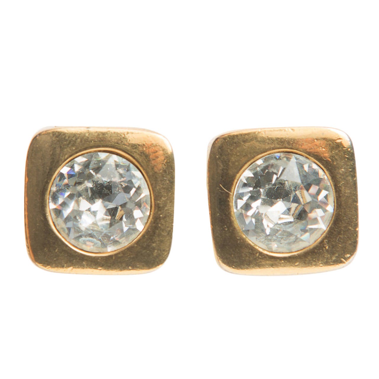 Lanvin Gold Headlight Cube Clip Earrings